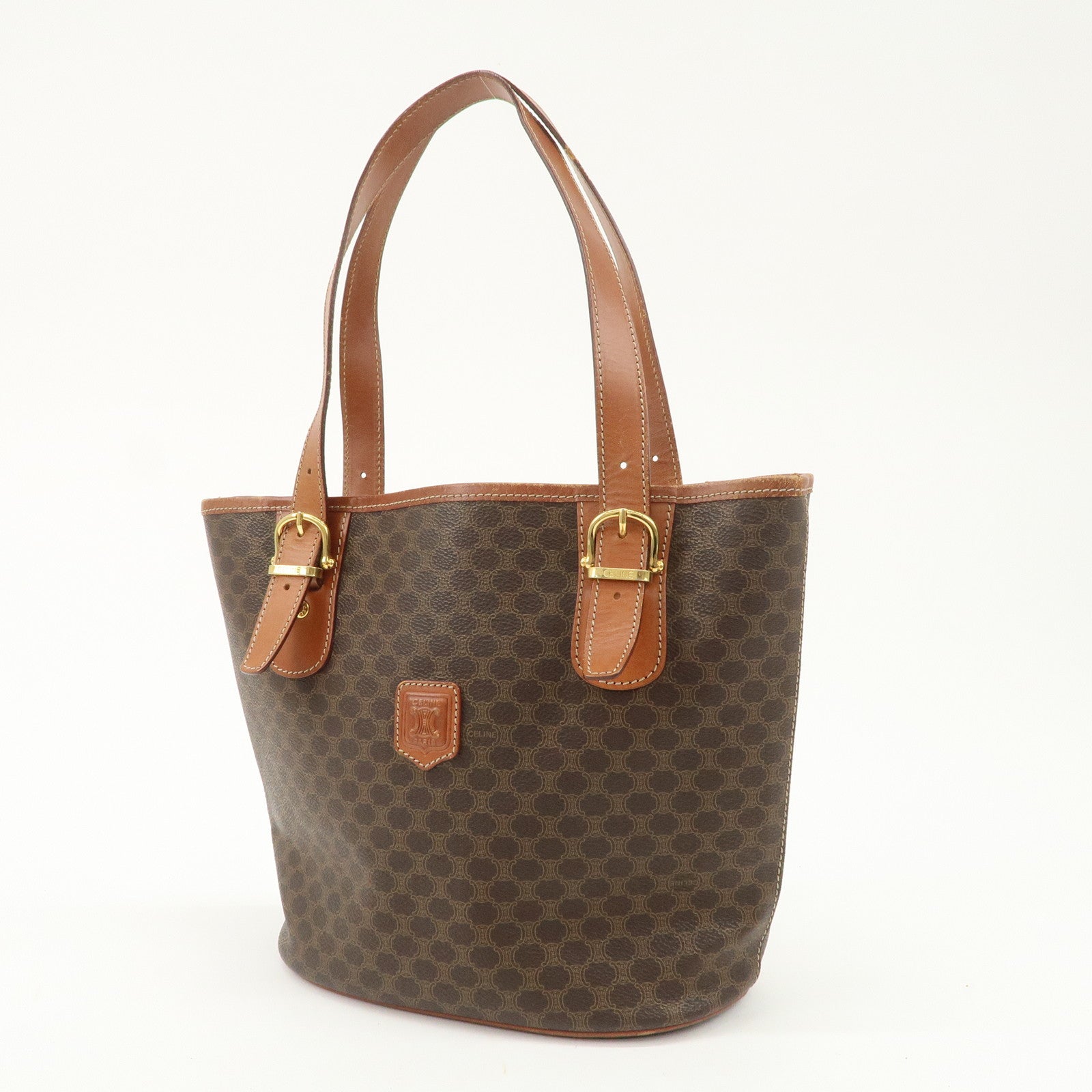 CELINE Macadam PVC Leather Shoulder Bag Tote Bag Brown