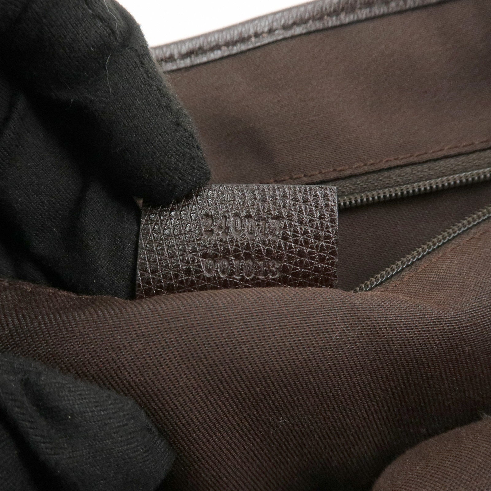 GUCCI Logo GG Canvas Leather Hand Bag Tote Bag Dark Brown 240017