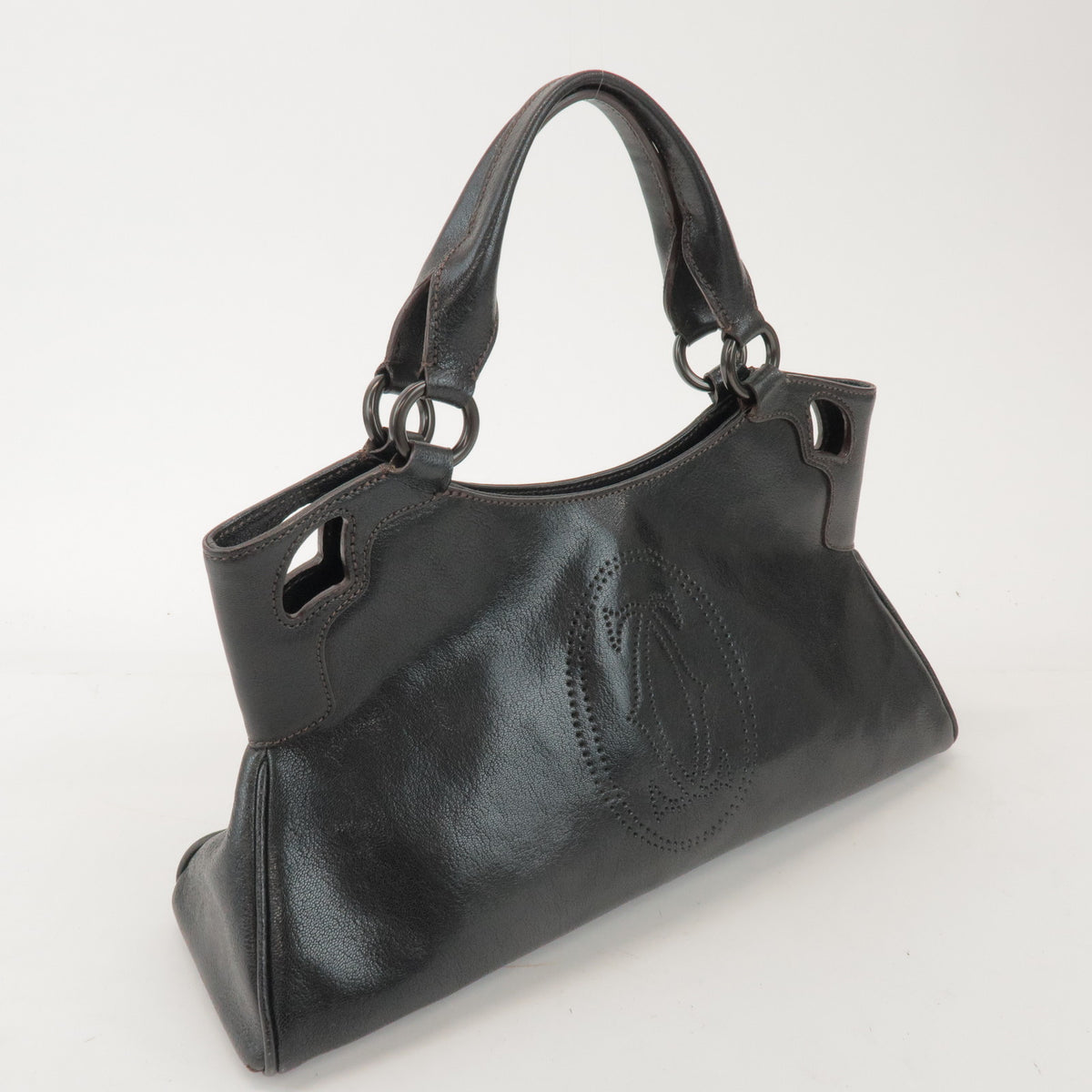 Cartier Marcello de Cartier Leather Hand Bag Tote Bag Black