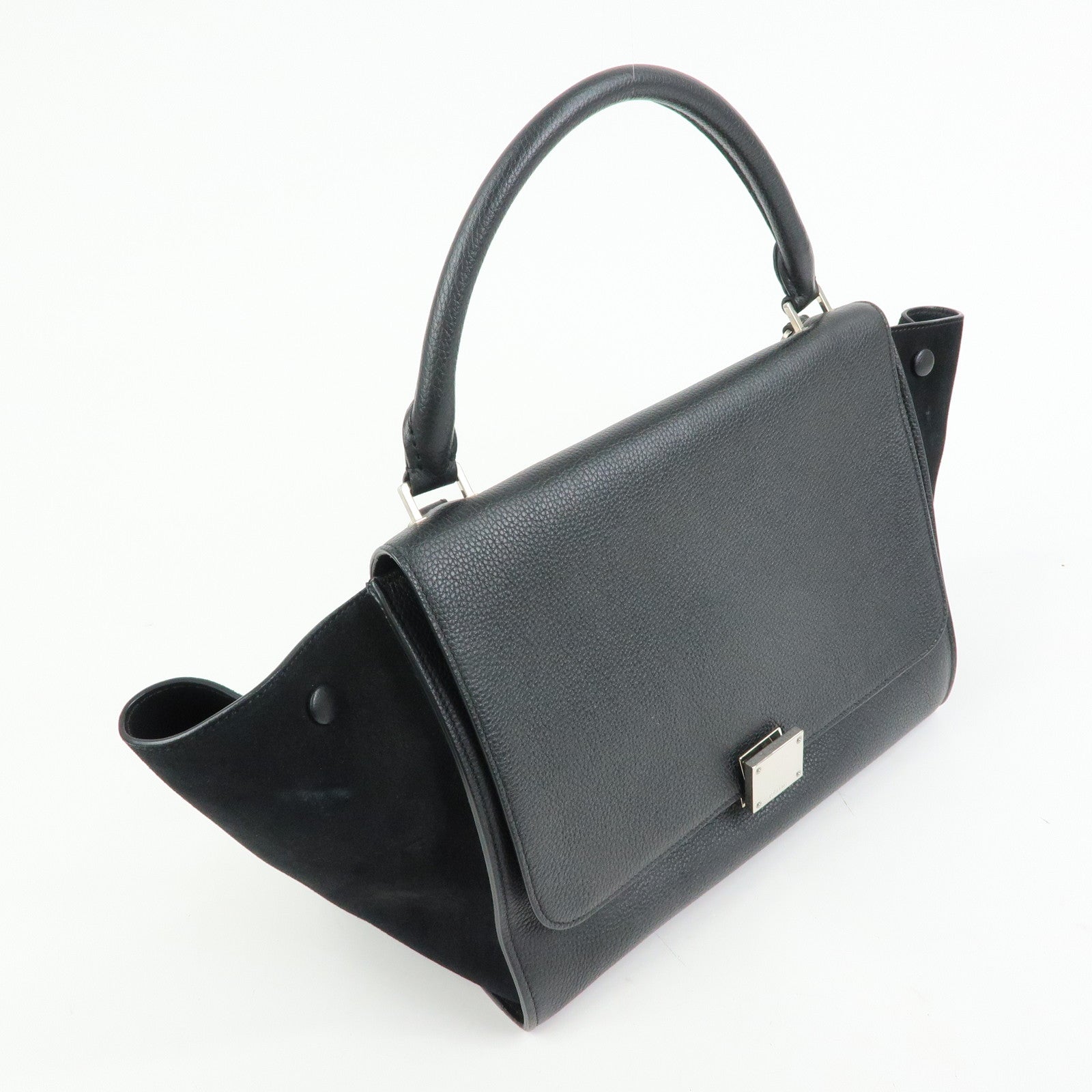 CELINE Trapeze Leather Suede 2WAY Bag Shoulder Bag Black