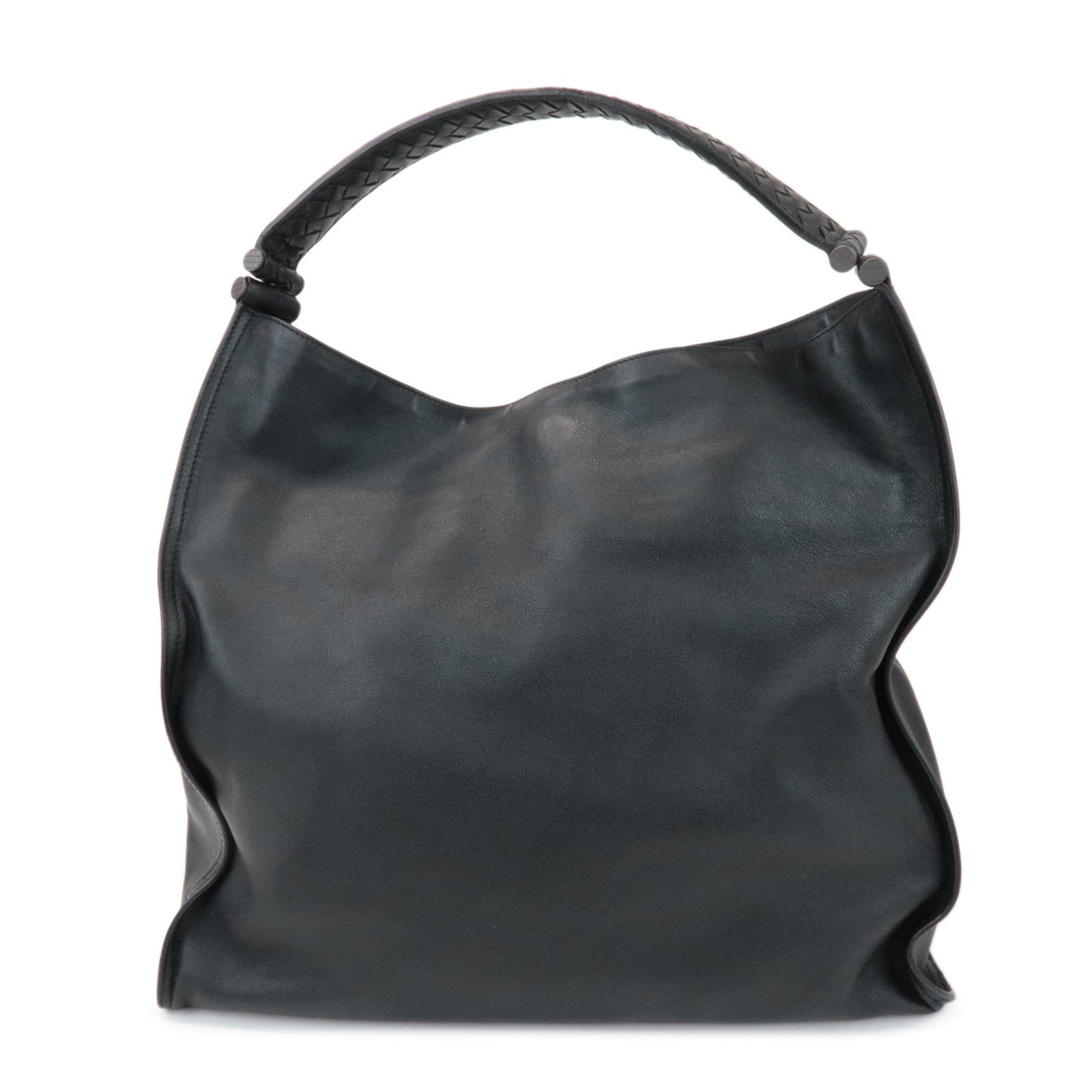 BOTTEGA VENETA Intrecciato Leather Shoulder Bag Black