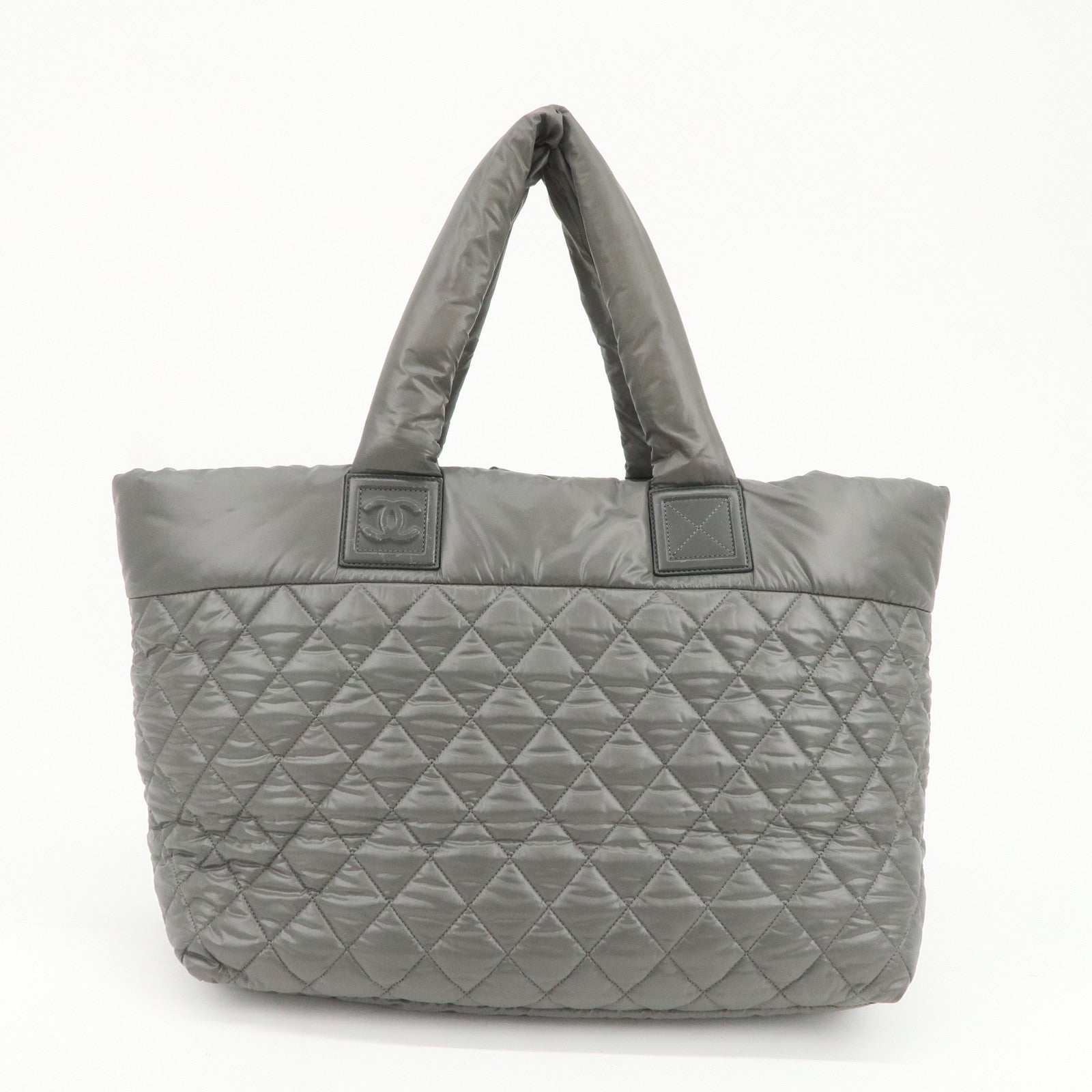 CHANEL COCO Cocoon Nylon Leather Medium Tote Bag Hand Bag A48611