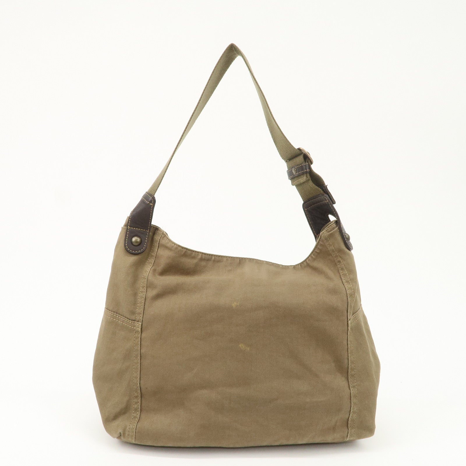 BURBERRY Canvas Leather London Blue Label Shoulder Bag Khaki Brown Used