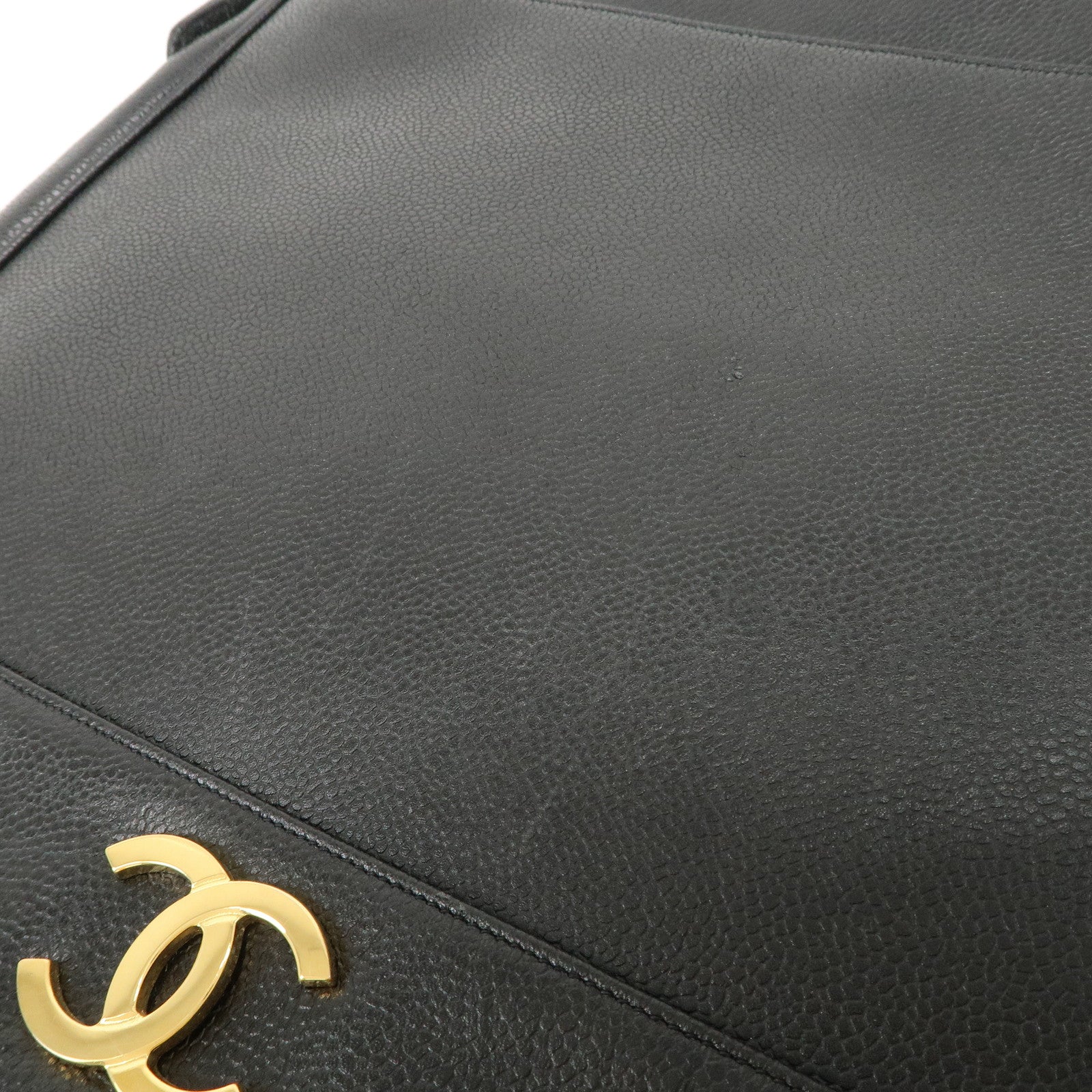 CHANEL Triple COCO Mark Caviarskin Shoulder Bag Tote Bag Black
