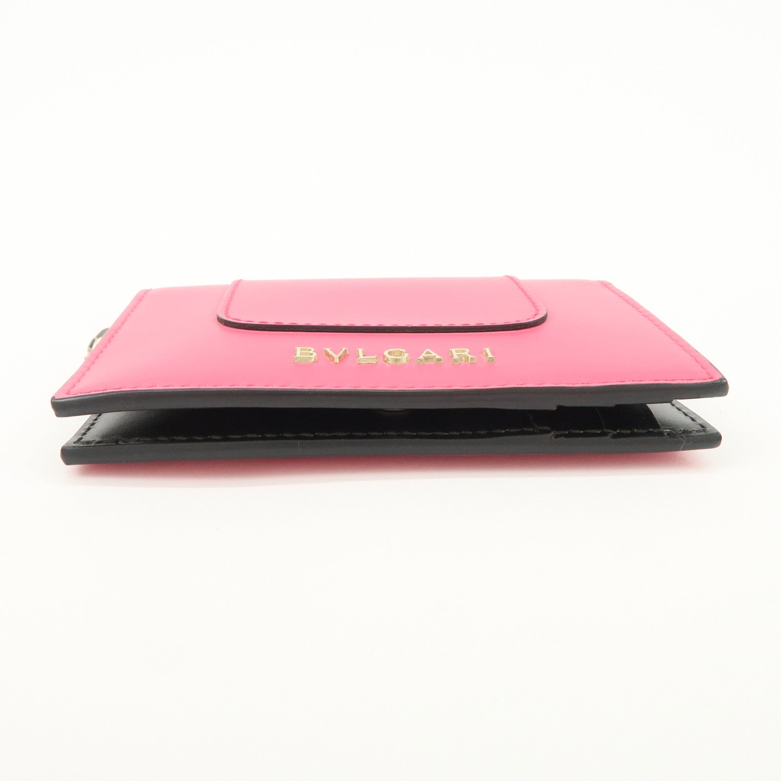 BVLGARI Serpenti Leather Card Case Card Holder Pink