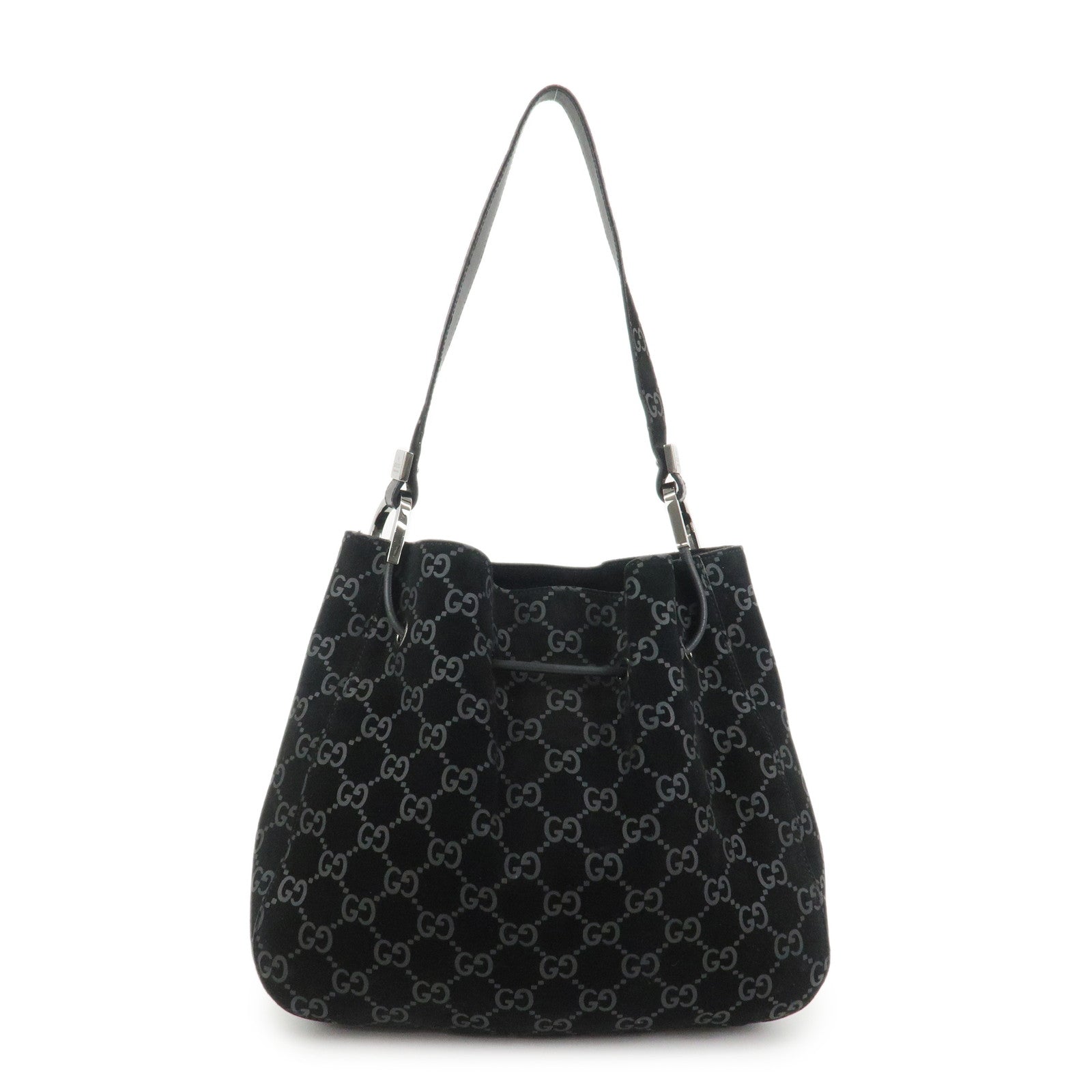 GUCCI GG Suede Shoulder Bag Hand Bag Black 001・3748