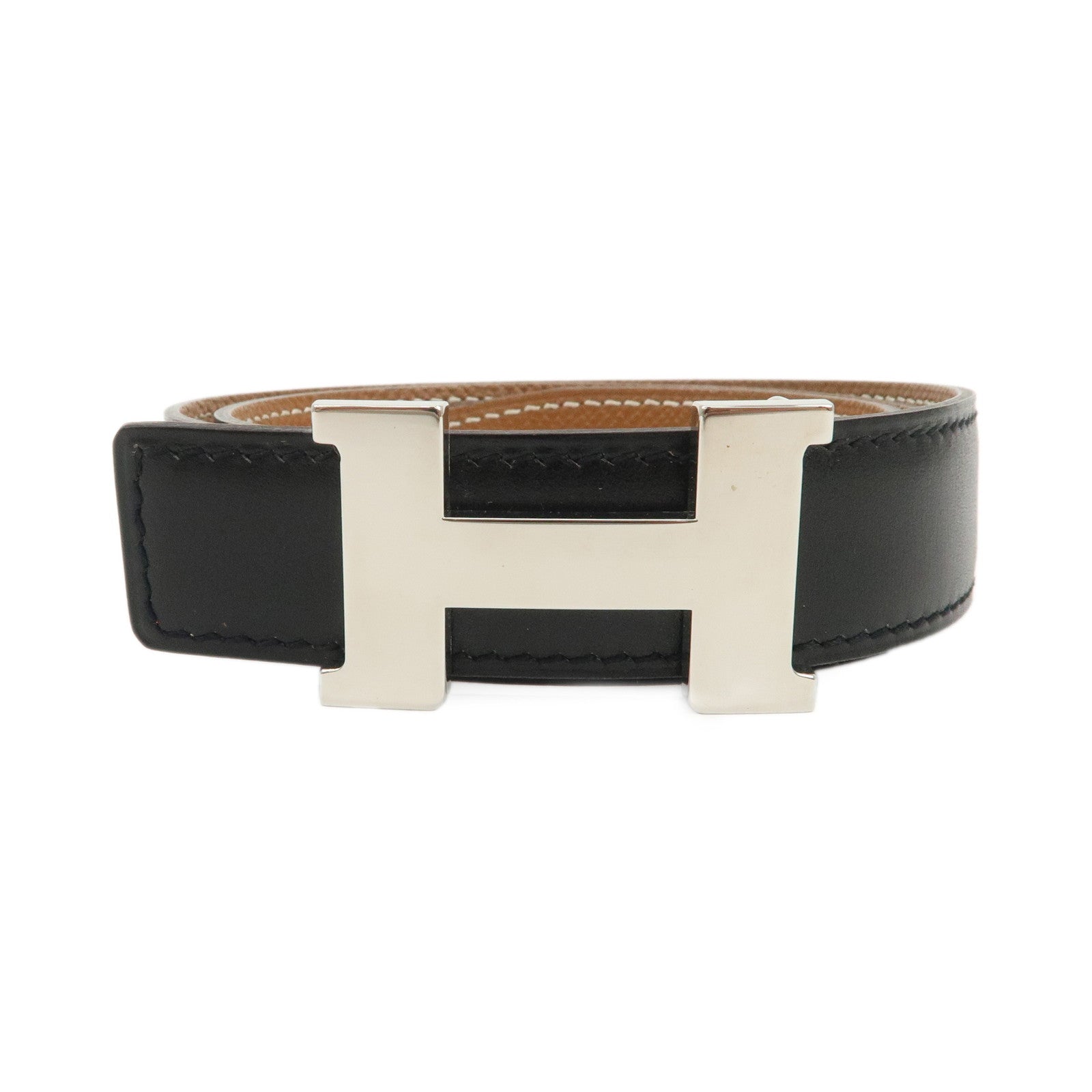 HERMES H Buckle Reversible Constance Belt 65 □D Stamped Black