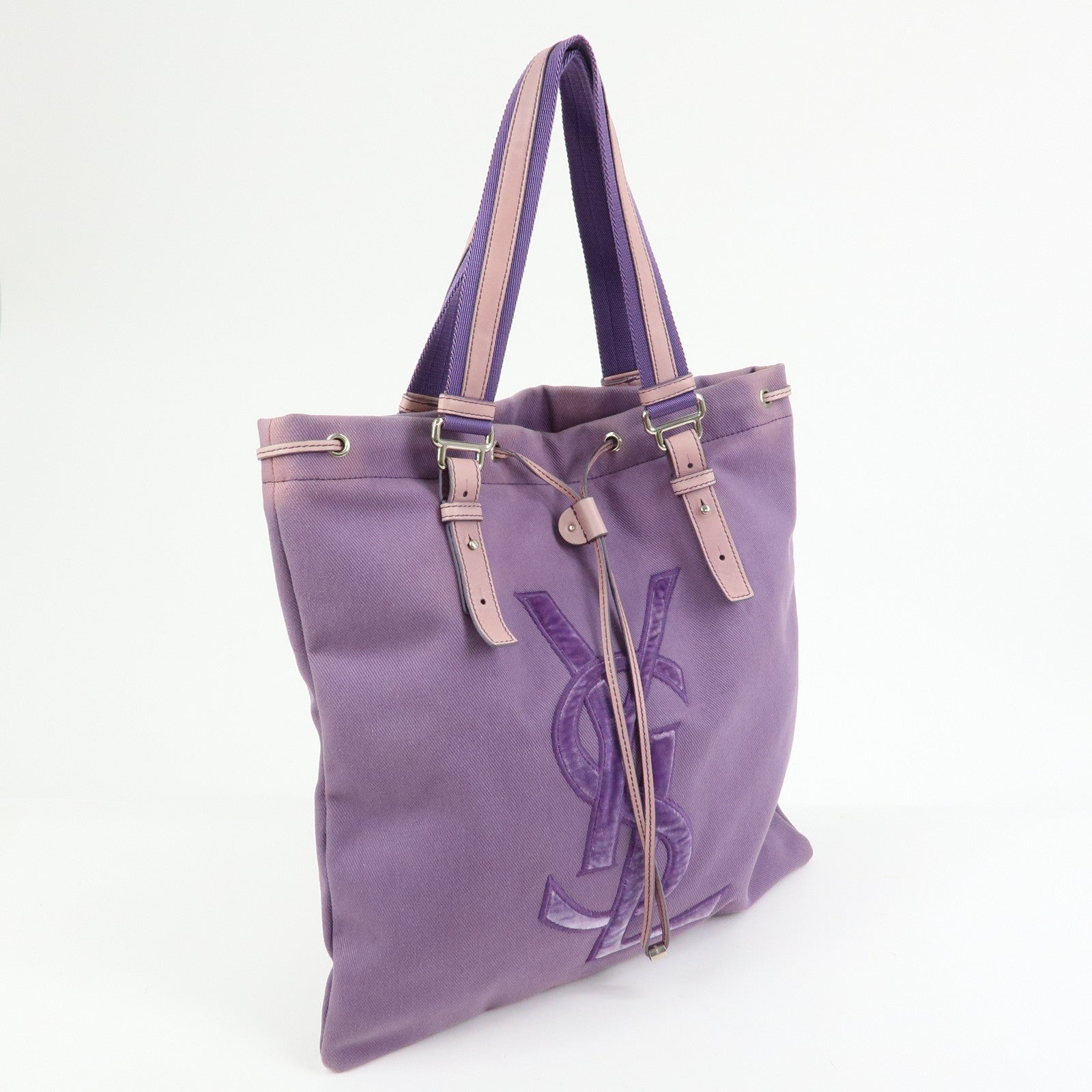 SAINT LAURENT PARIS Kahala Cassandra Canvas Tote Bag Purple 121631