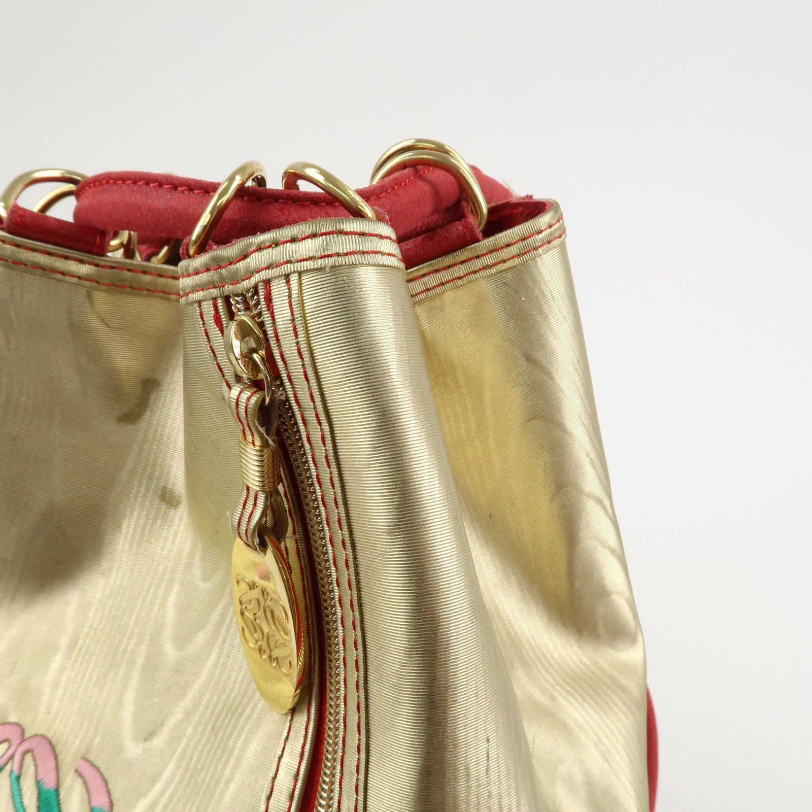 LOEWE Anagram PVC Leather Backpack Shoulder Bag Gold