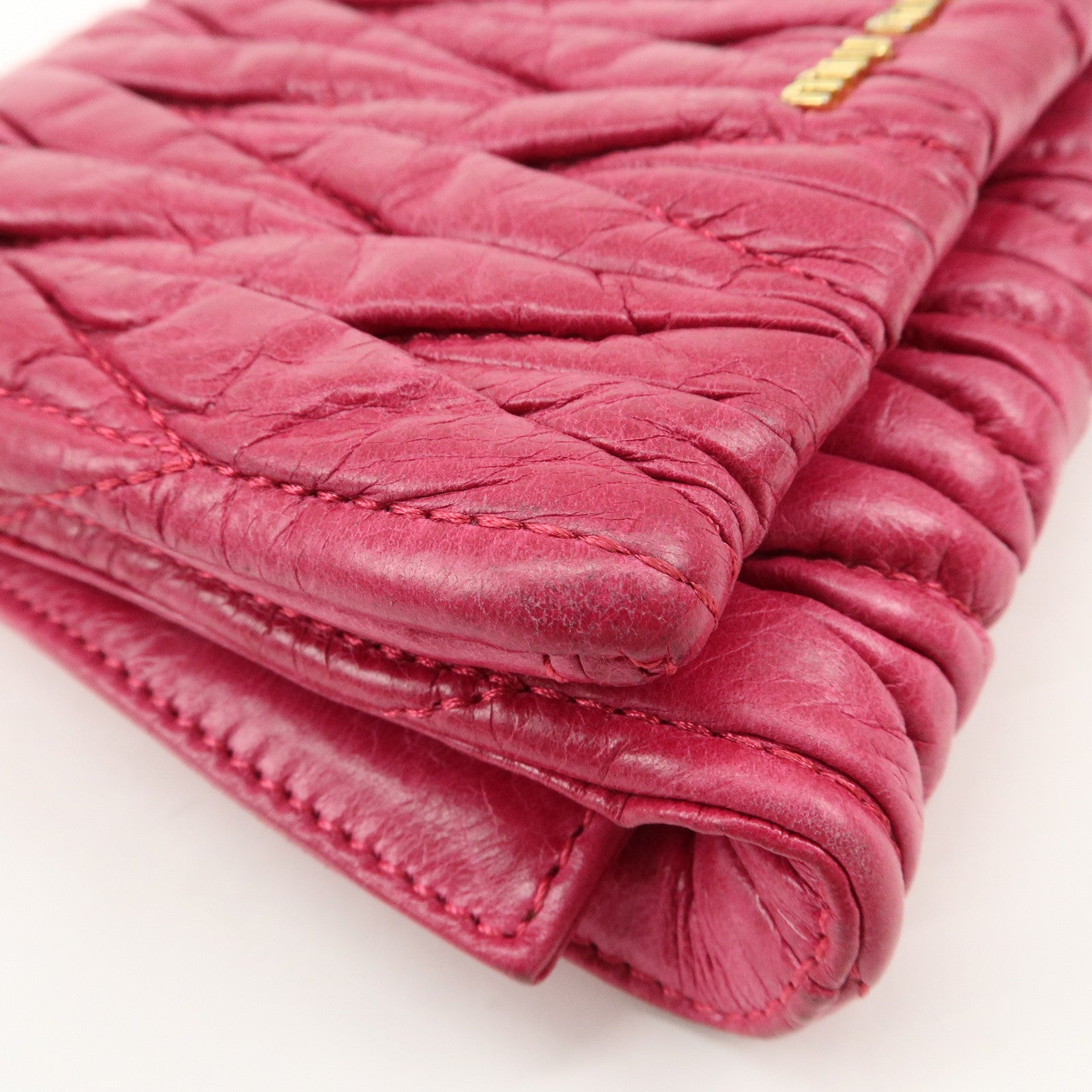 MIU MIU Matelasse Leather Chain Shoulder Bag Crossbody Bag Pink Used