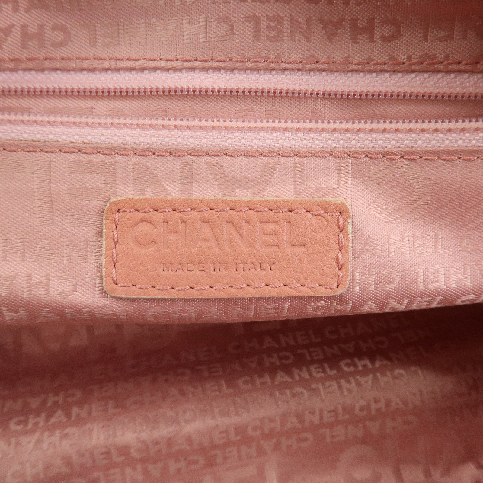 CHANEL Chocolate Bar Calf Leather Boston Bag Hand Bag Pink