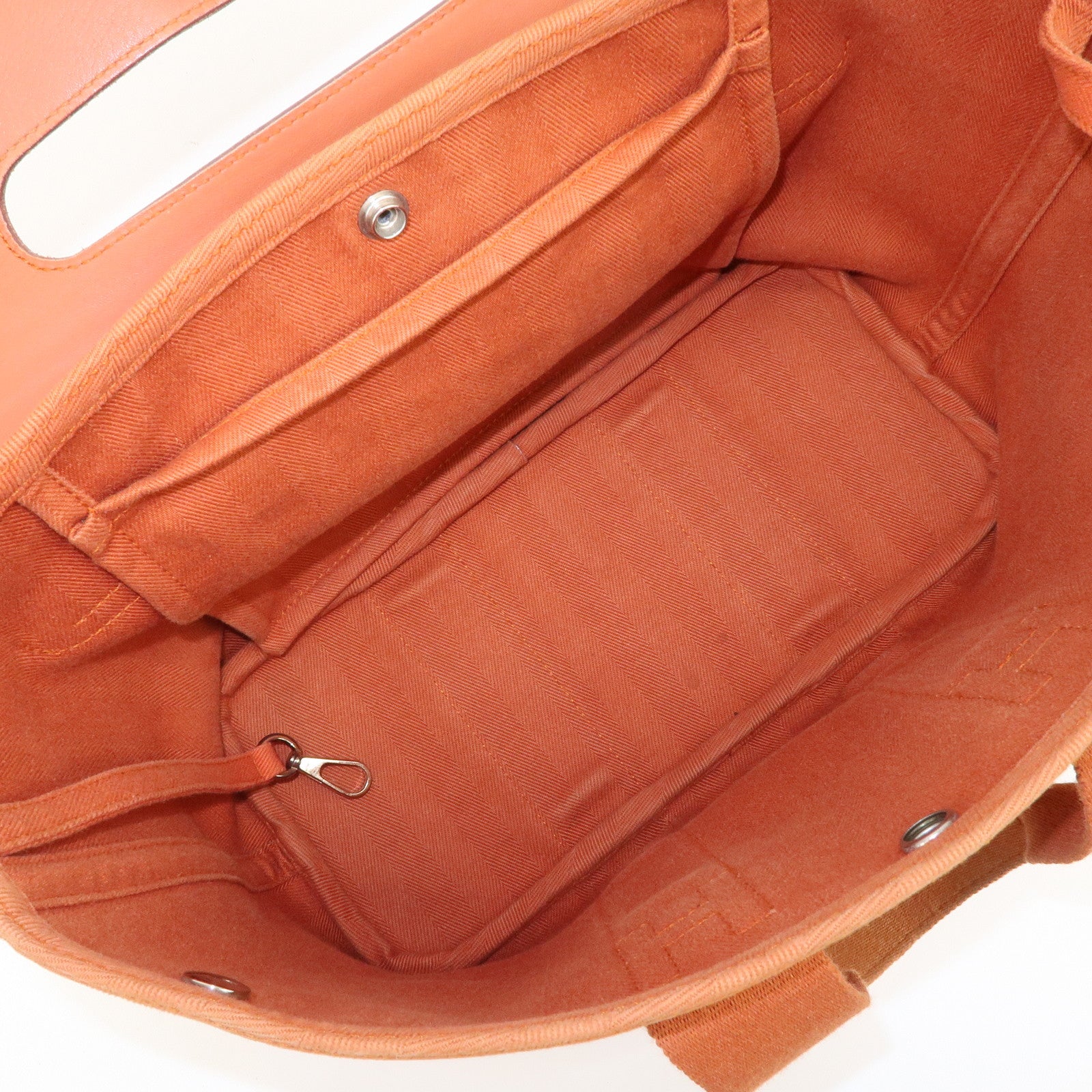 HERMES Valparaiso PM Toile Ash Leather Tote Bag Orange