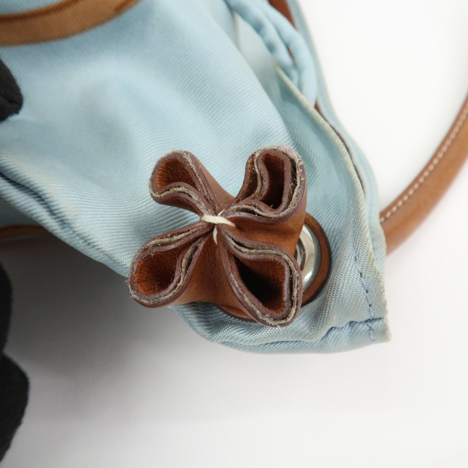 HERMES Silky City MM Canvas Leather Shoulder Bag BRIDES de GALA