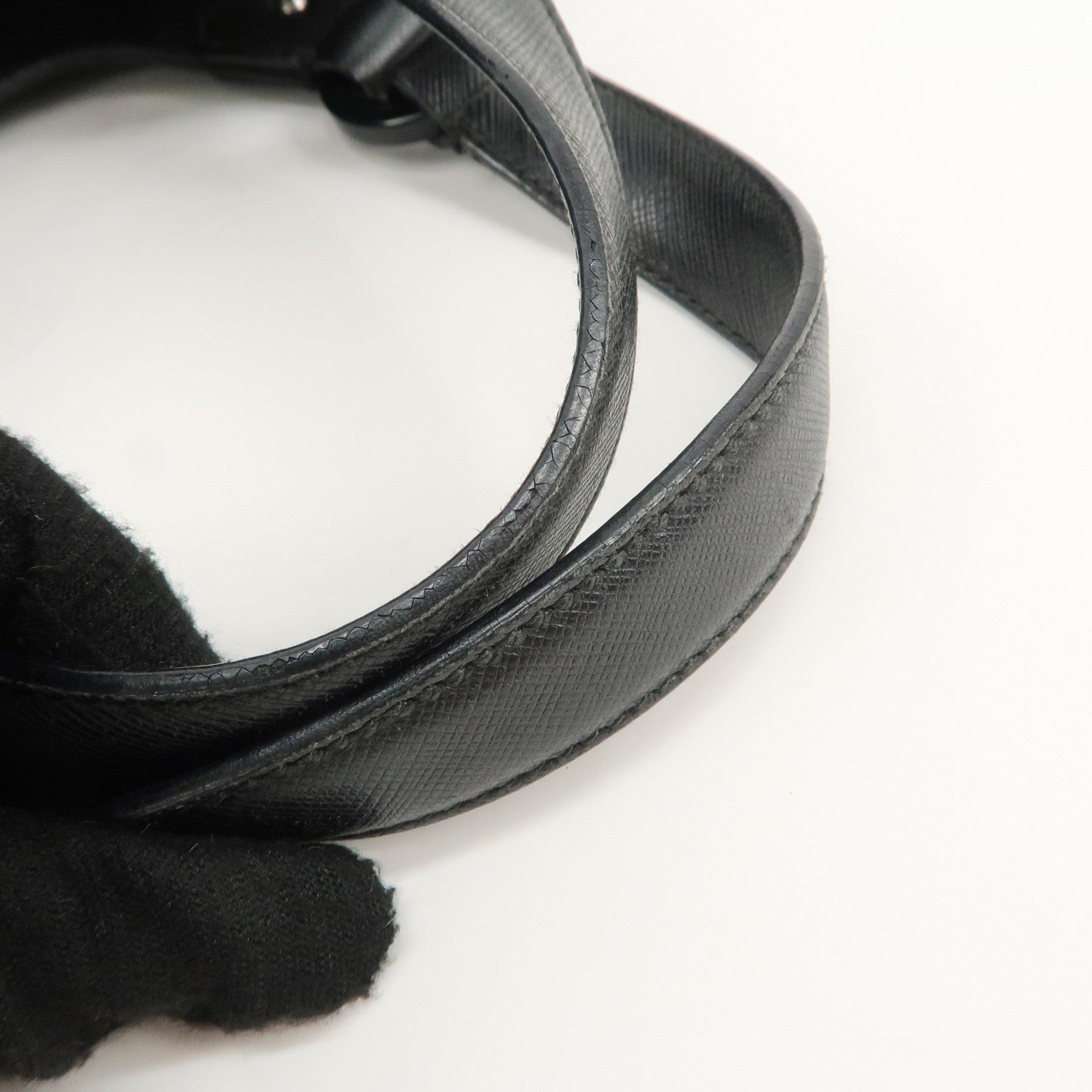 Ferragamo Gancini Leather Suede Hand Bag Black Used