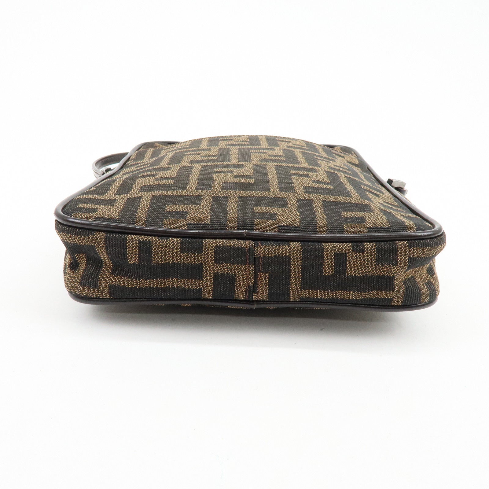 FENDI Zucca Canvas Leather Shoulder Bag Crossbody Bag Brown 8BT053