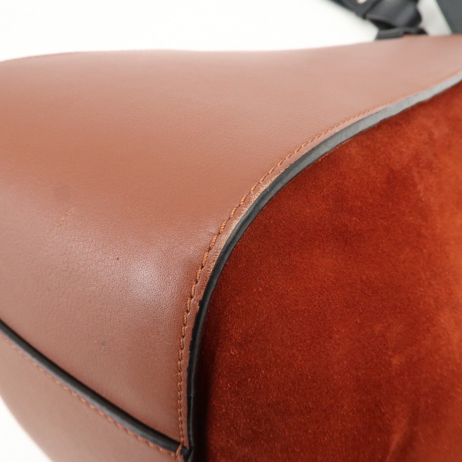 LOEWE Anagram Leather Suede Hammock Large 2Way Shoulder Bag Brown