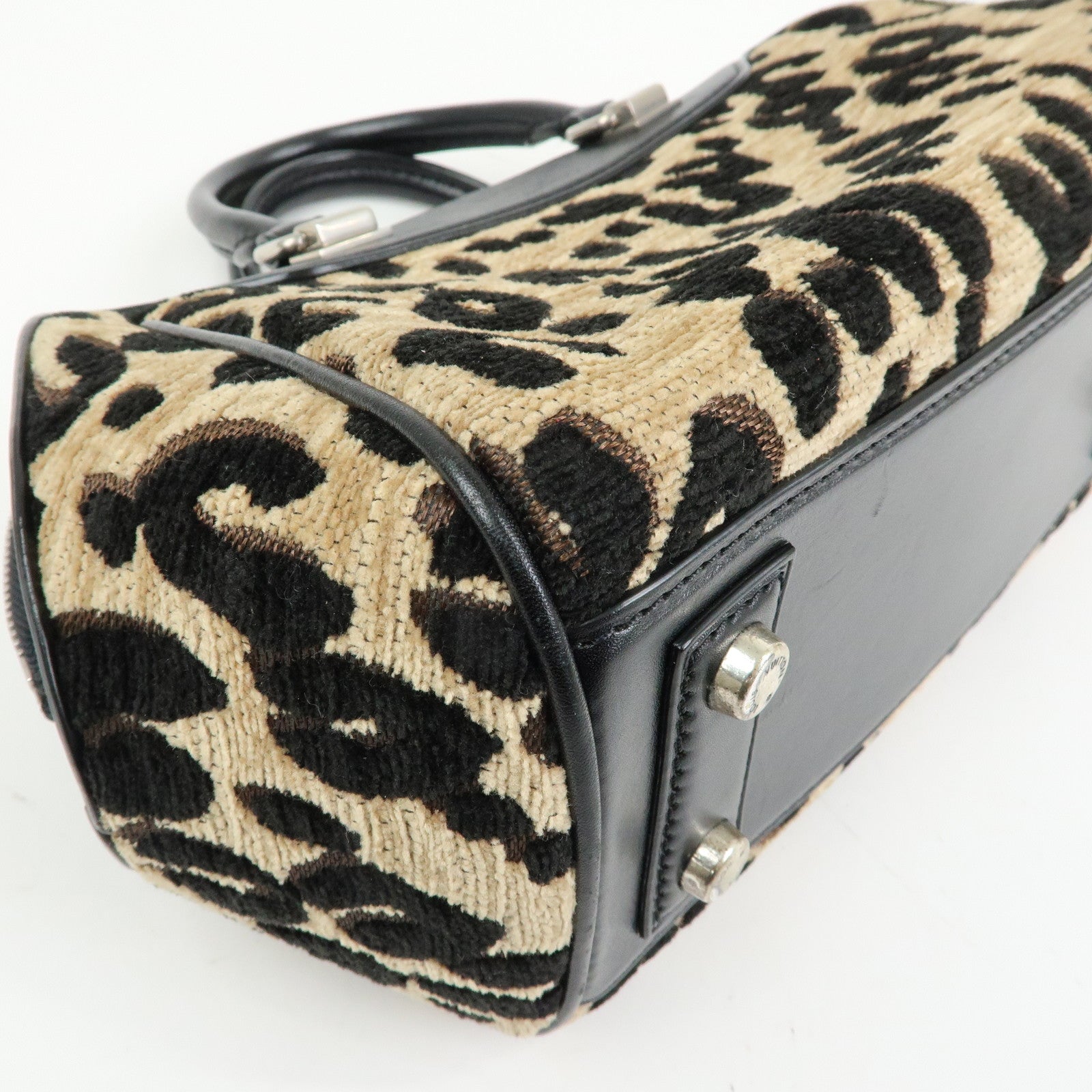 Louis Vuitton Jacquard Canvas Leather Leopard Baby Hand Bag M94257
