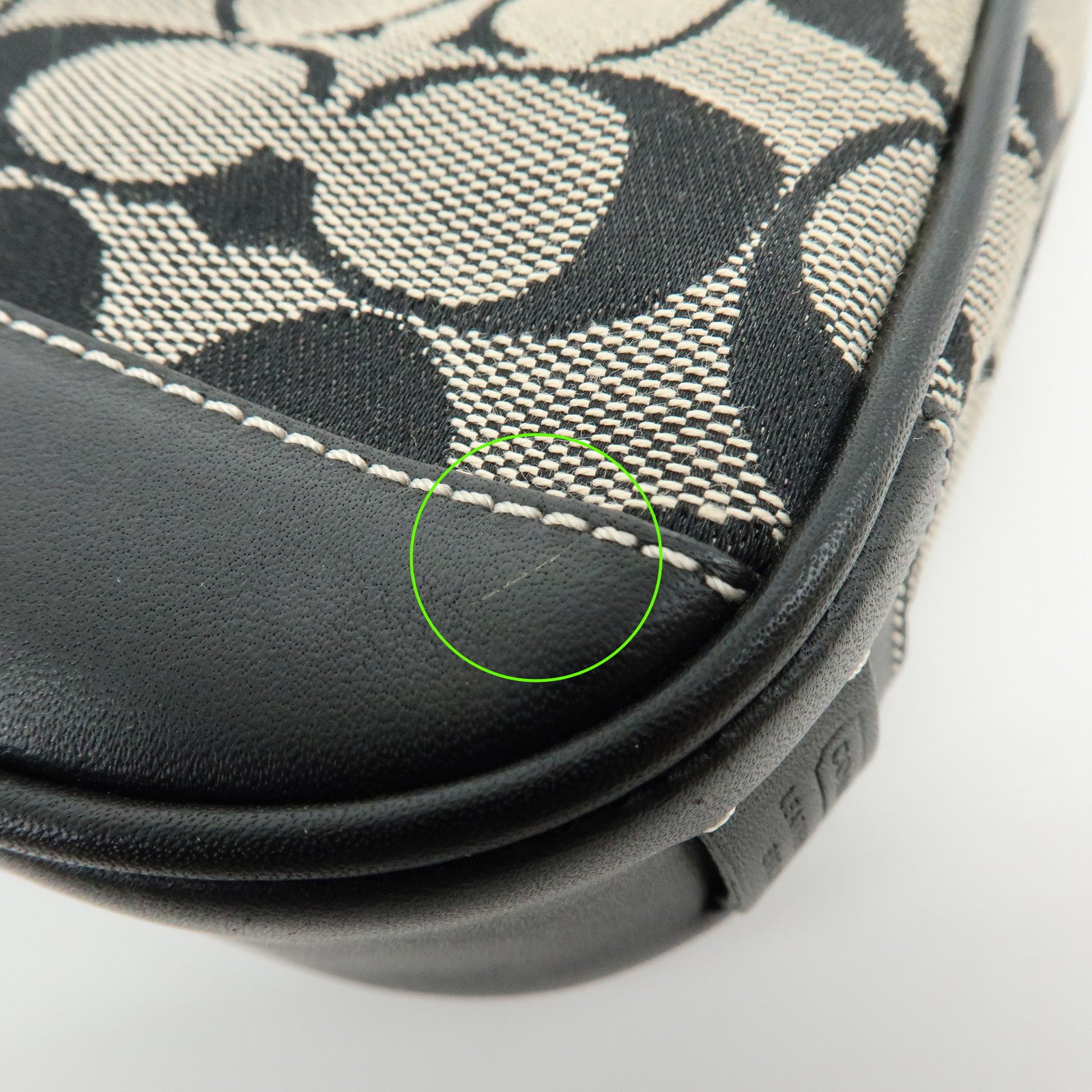 COACH Signature Canvas Leather Hand Bag Pouch Black