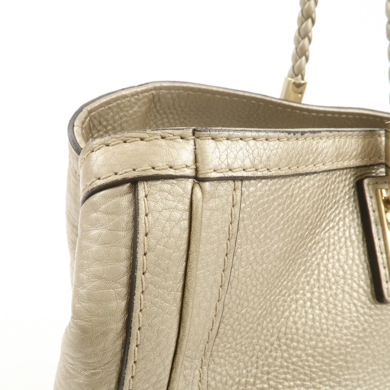 GUCCI Bamboo Leather Tote Bag Shoulder Bag Champagne Gold 269945