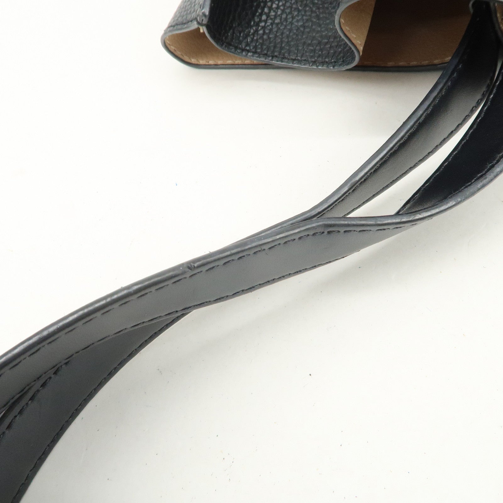 MICHAEL KORS Logo Leather Shoulder Bag Hand Bag Black