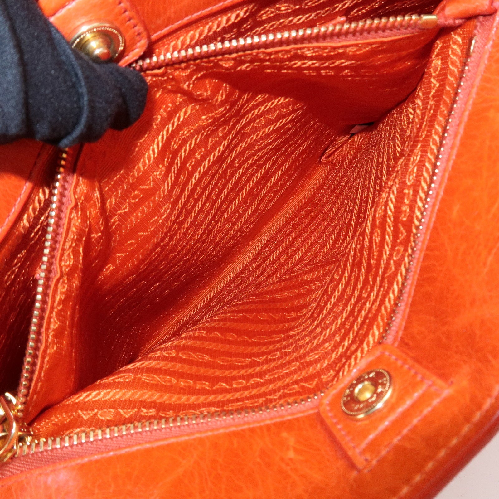 PRADA Logo Leather 2Way Bag Hand Bag Shoulder Bag Orange BN2326