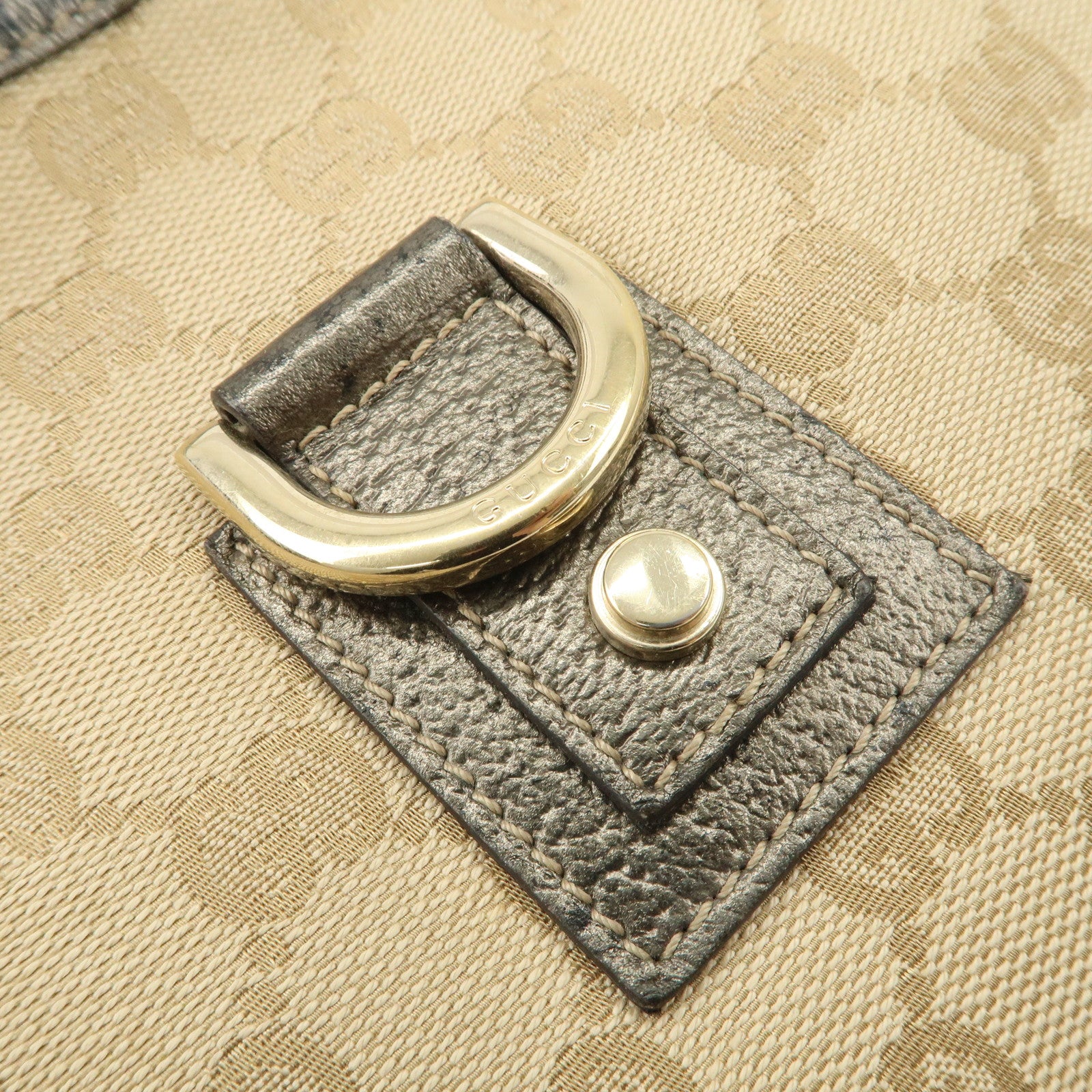 GUCCI Abbey GG Canvas Leather Shoulder Bag Beige Bronze 130738 Used