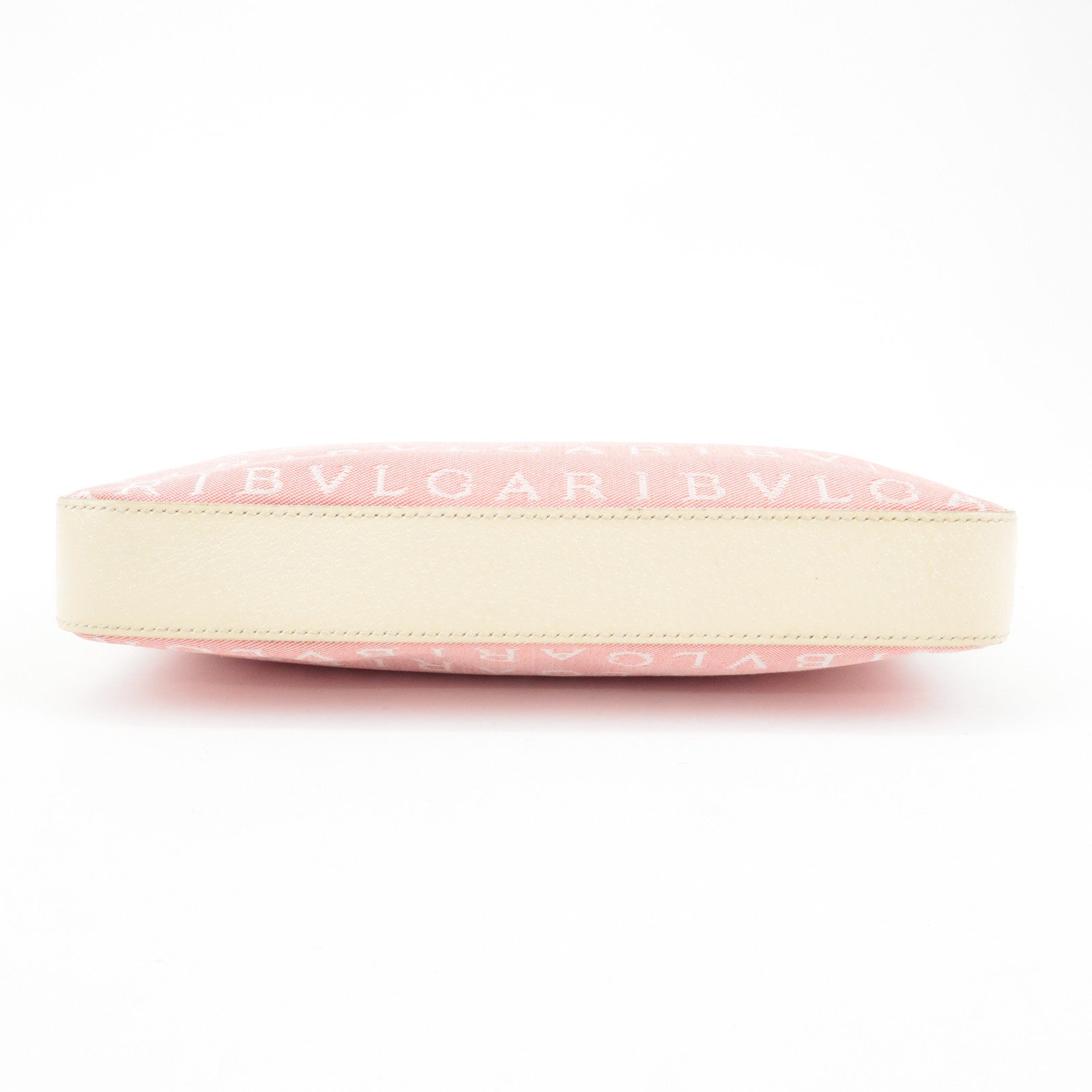 BVLGARI Logo Mania Leather Canvas Shoulder Bag Hand Bag Pink Used