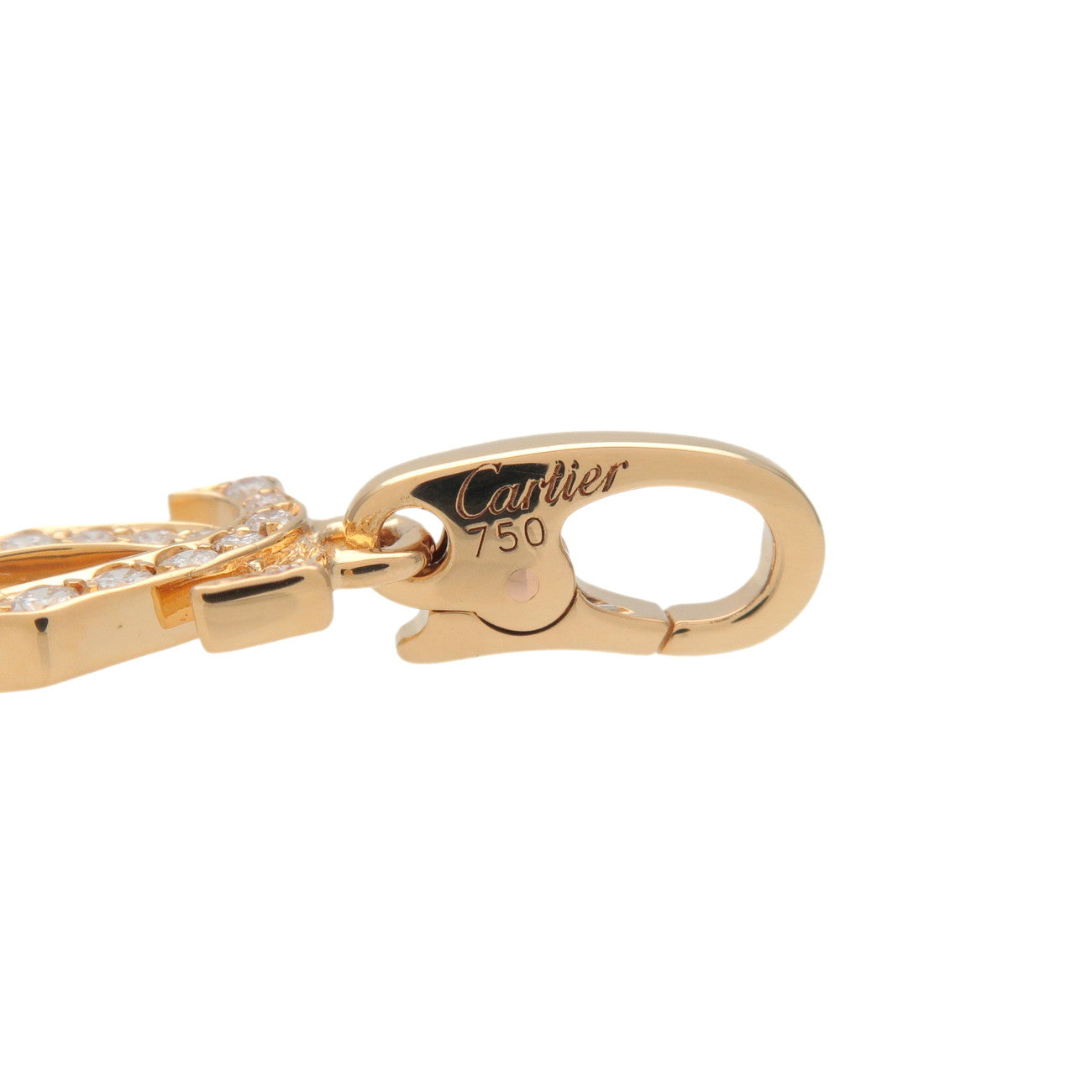 Cartier 2C Diamond Necklace Charm K18YG 750YG Yellow Gold