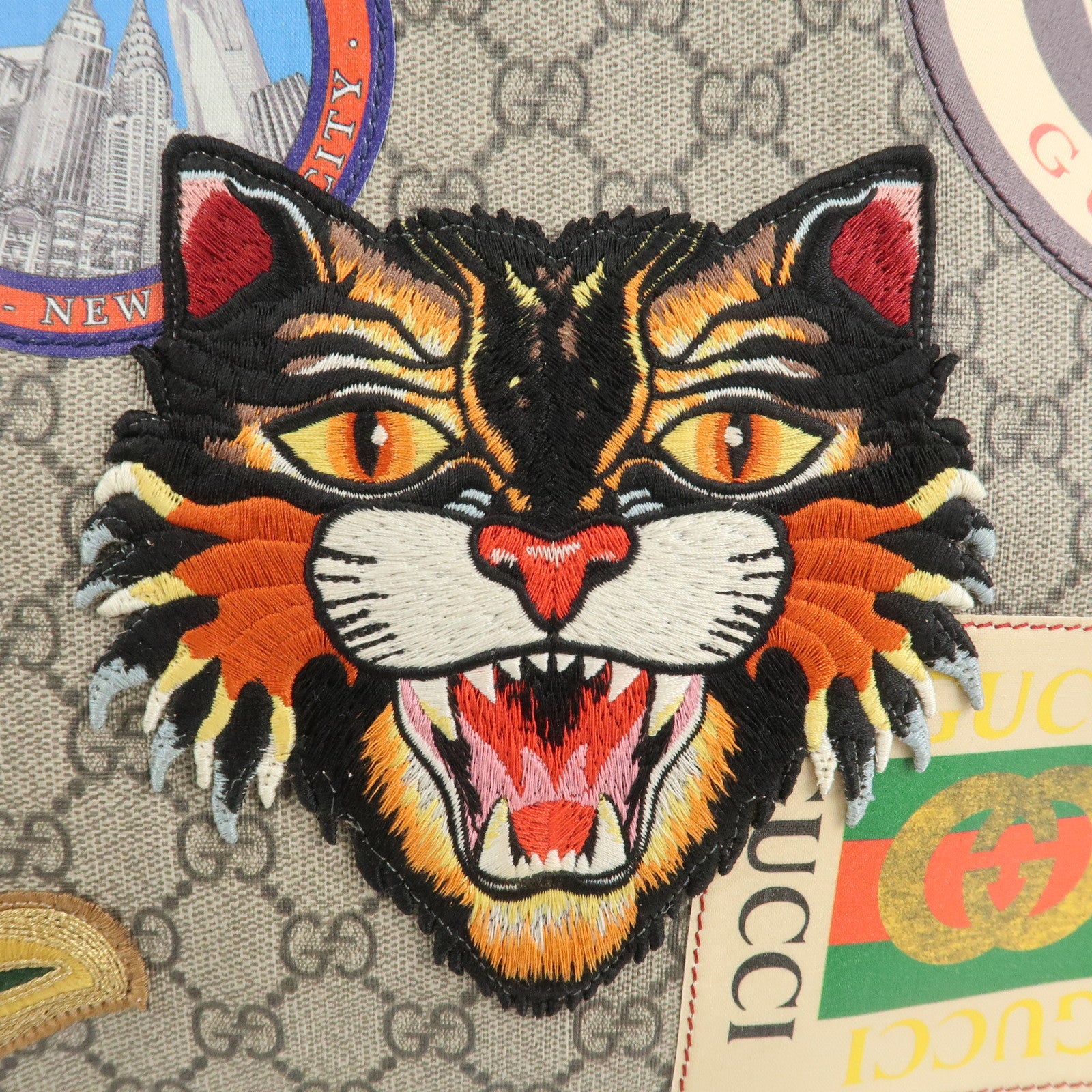 GUCCI GG Supreme Canvas Leather 2WAY Tote Bag Beige Brown 474085 Used