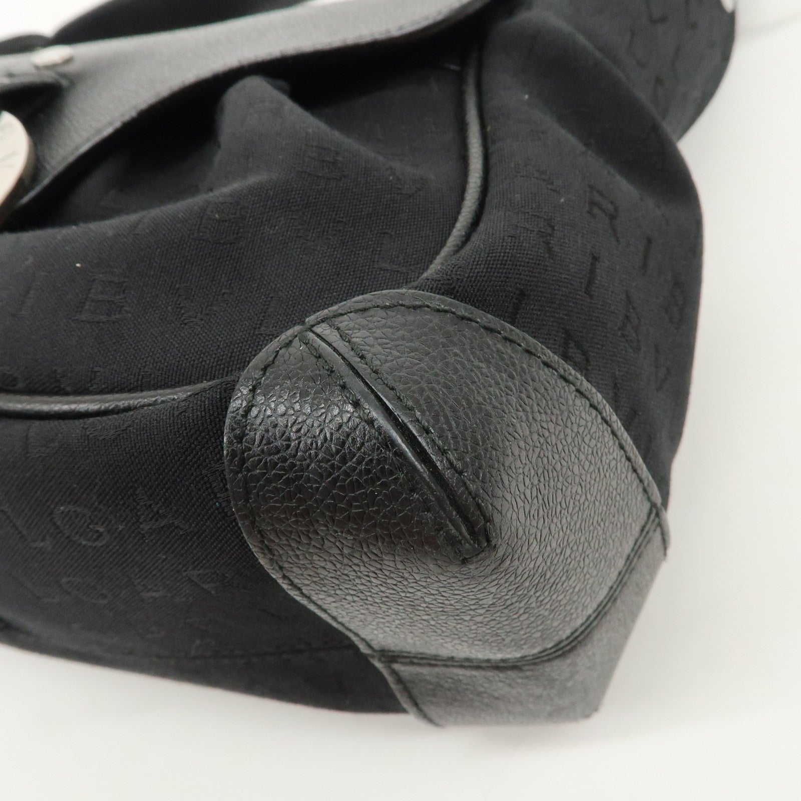 BVLGARI Logo Mania Canvas Leather Hand Bag Shoulder Bag Black