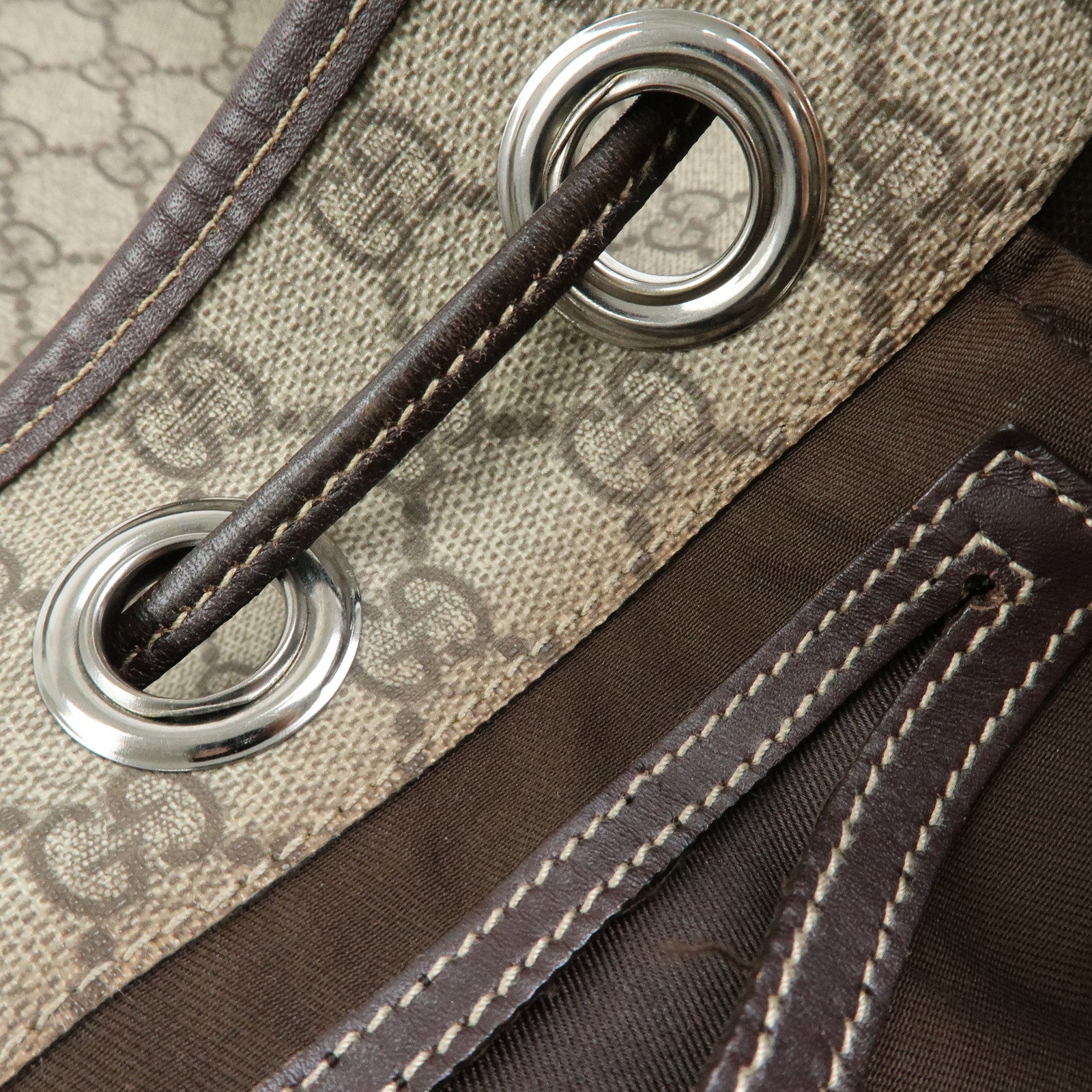 GUCCI GG Supreme Leather Backpack Rucksuck Beige Brown 189745