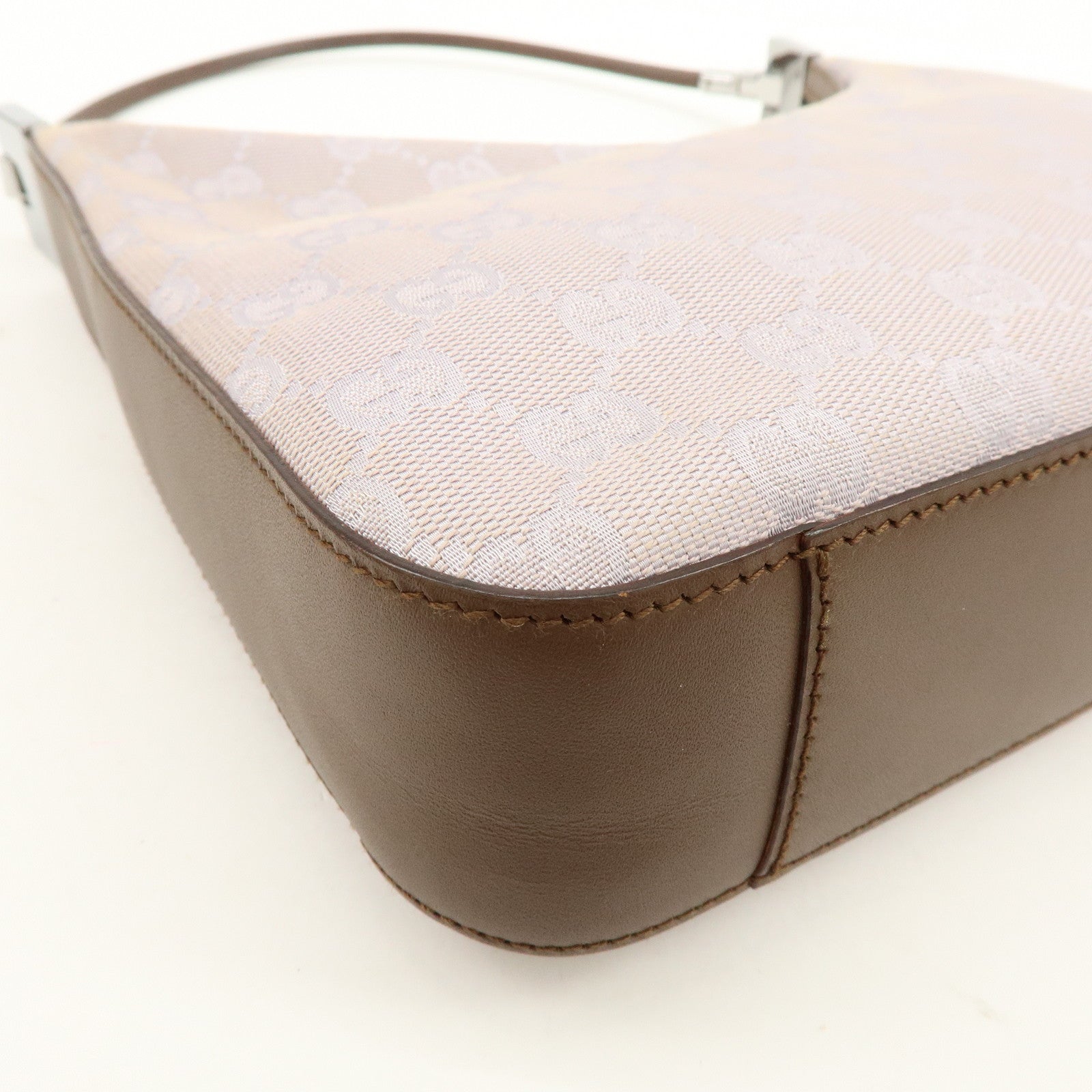 GUCCI GG Canvas Leather Shoulder Bag Hand Bag Purple Brown 01233