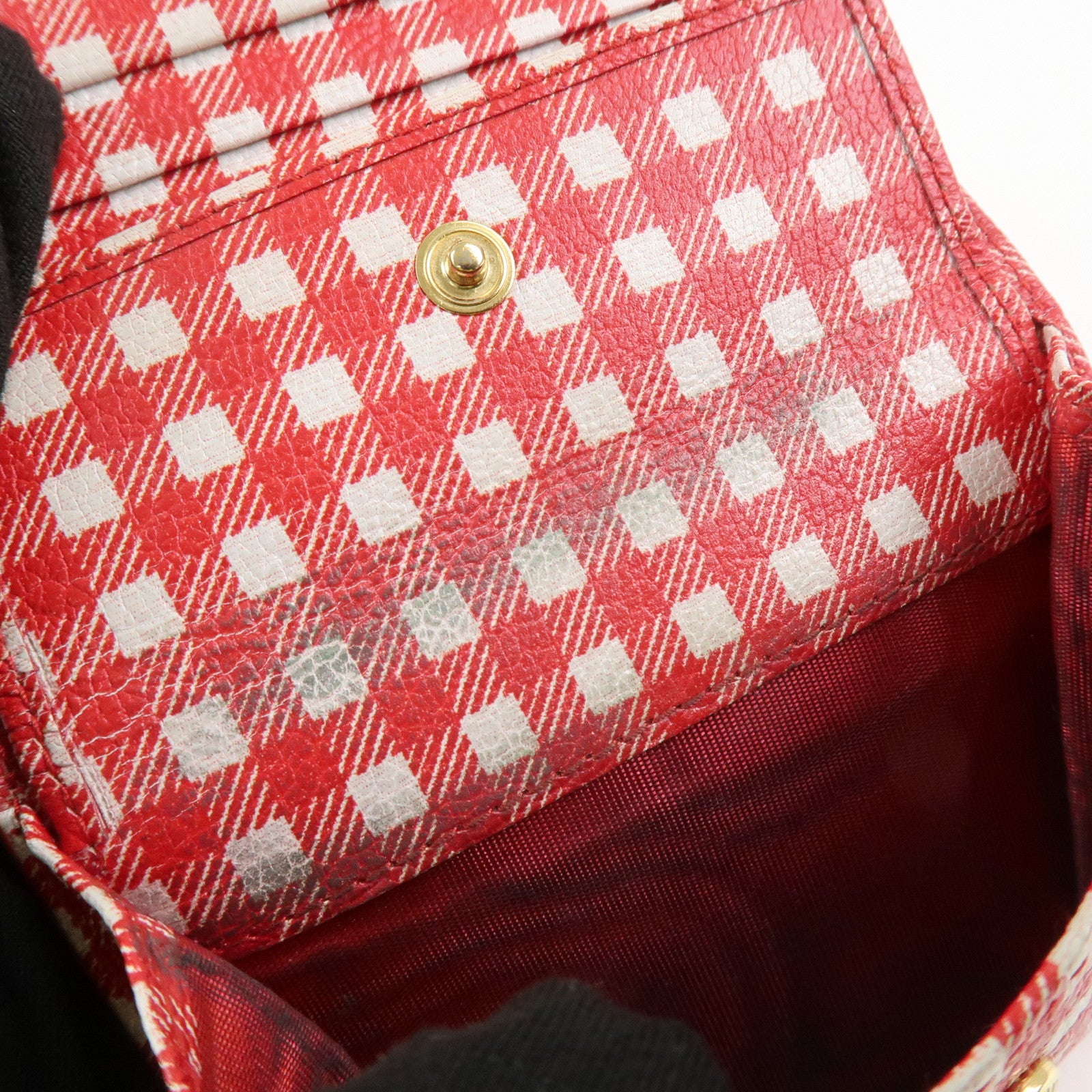 MIU MIU Logo Leather Bi-fold Compact Wallet Red 5MV204 Used