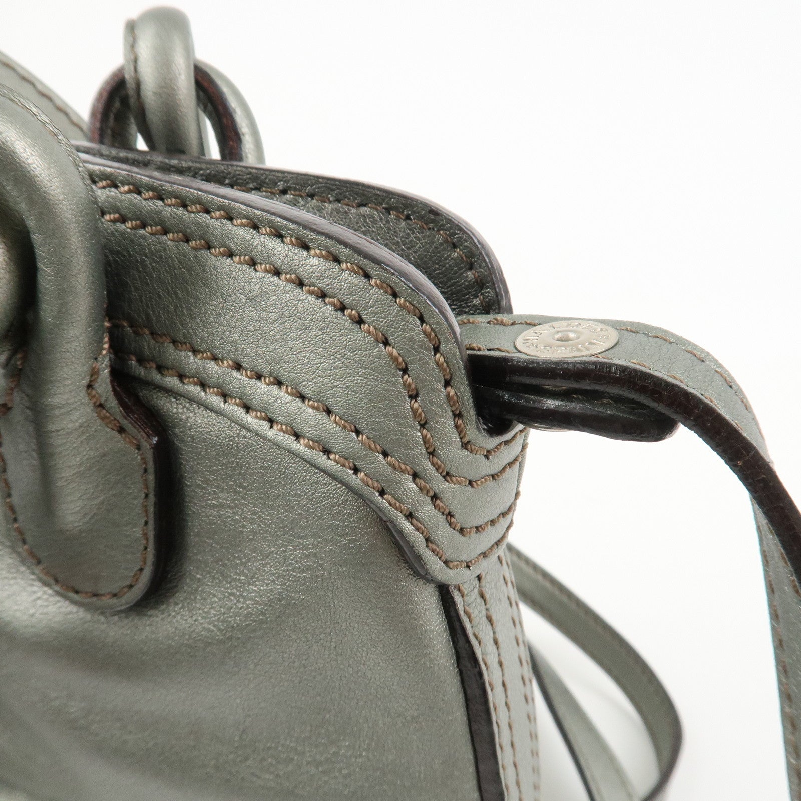 LOEWE Leather 2WAY Bag Shoulder Bag Hand Bag Metallic Gray