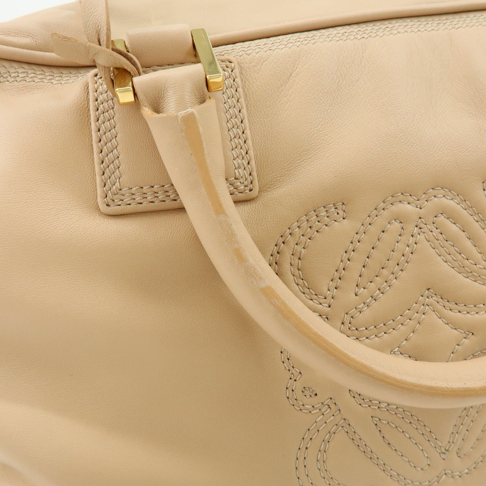 LOEWE Anagram Amazona 36 Nappa Leather Hand Bag Boston Bag Beige