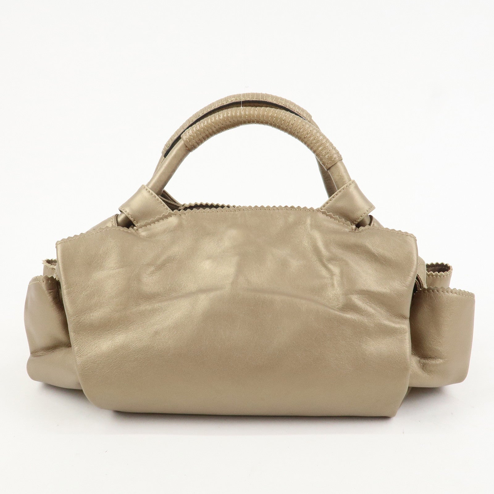 LOEWE Anagram Nappa Aire Leather Charm Hand Bag Tote Bag Gold