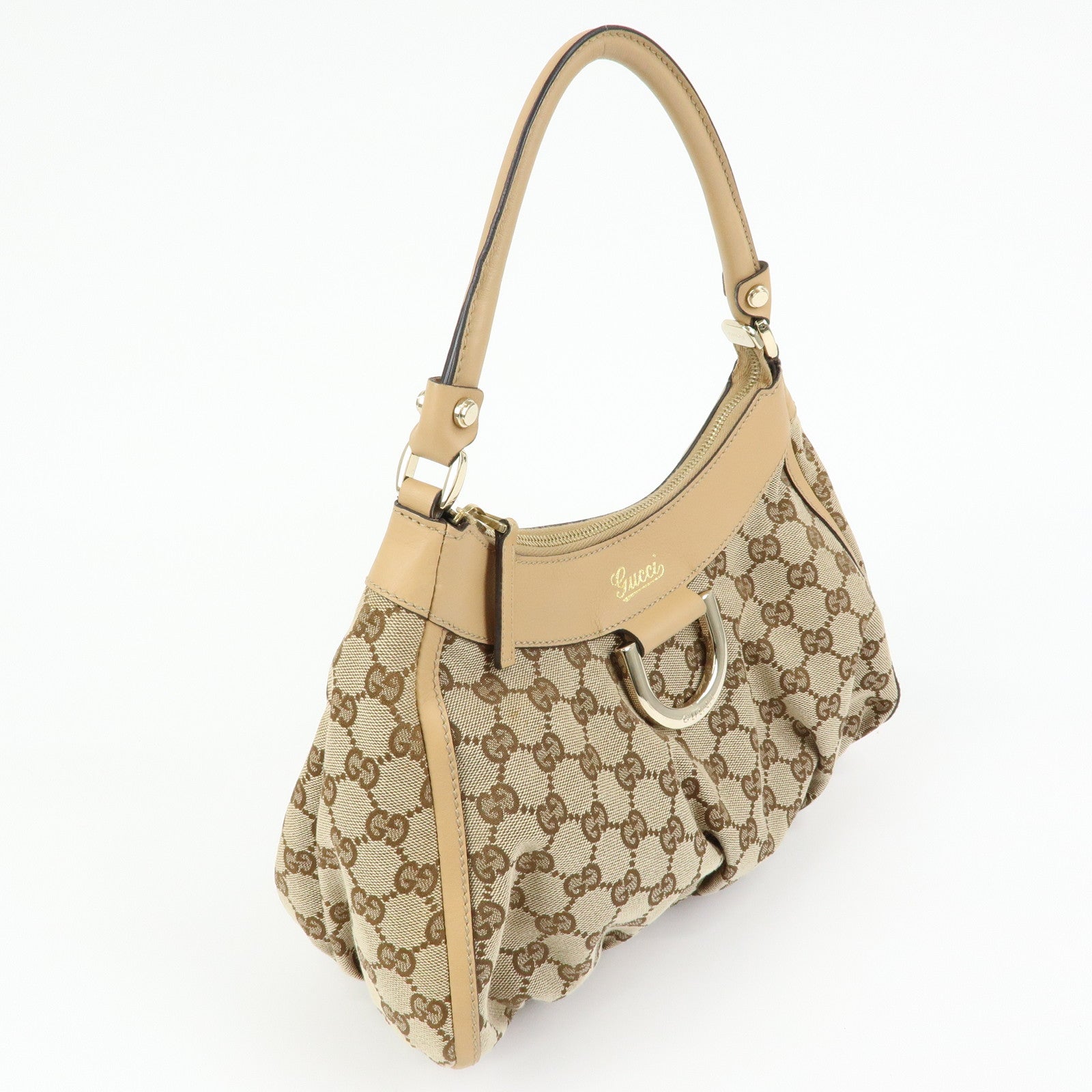 GUCCI Abbey GG Canvas Leather Shoulder Bag Hand Bag Beige 190525