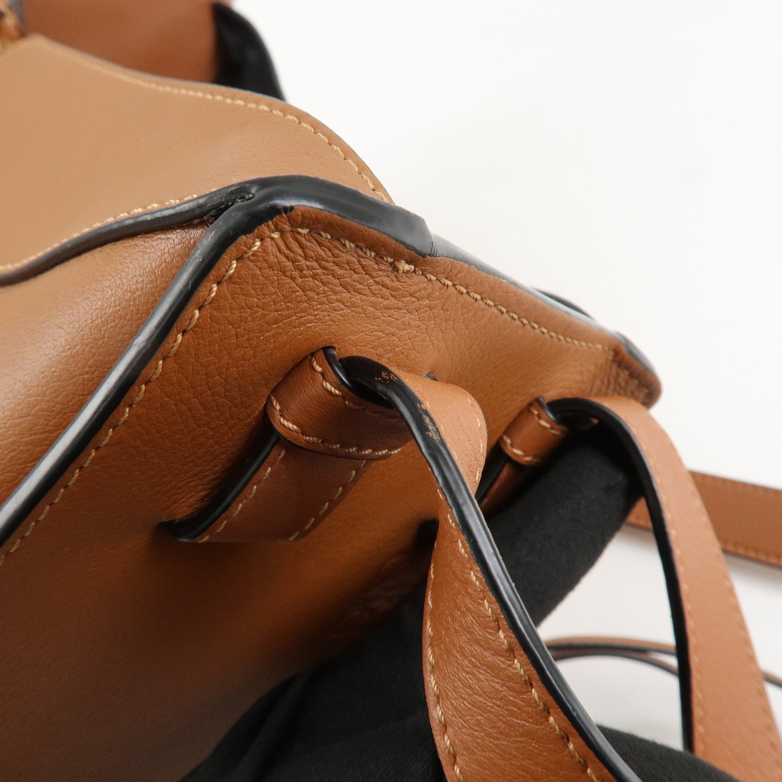 LOEWE Leather Hammock Bag Small Shoulder Bag Hand Bag Brown Used