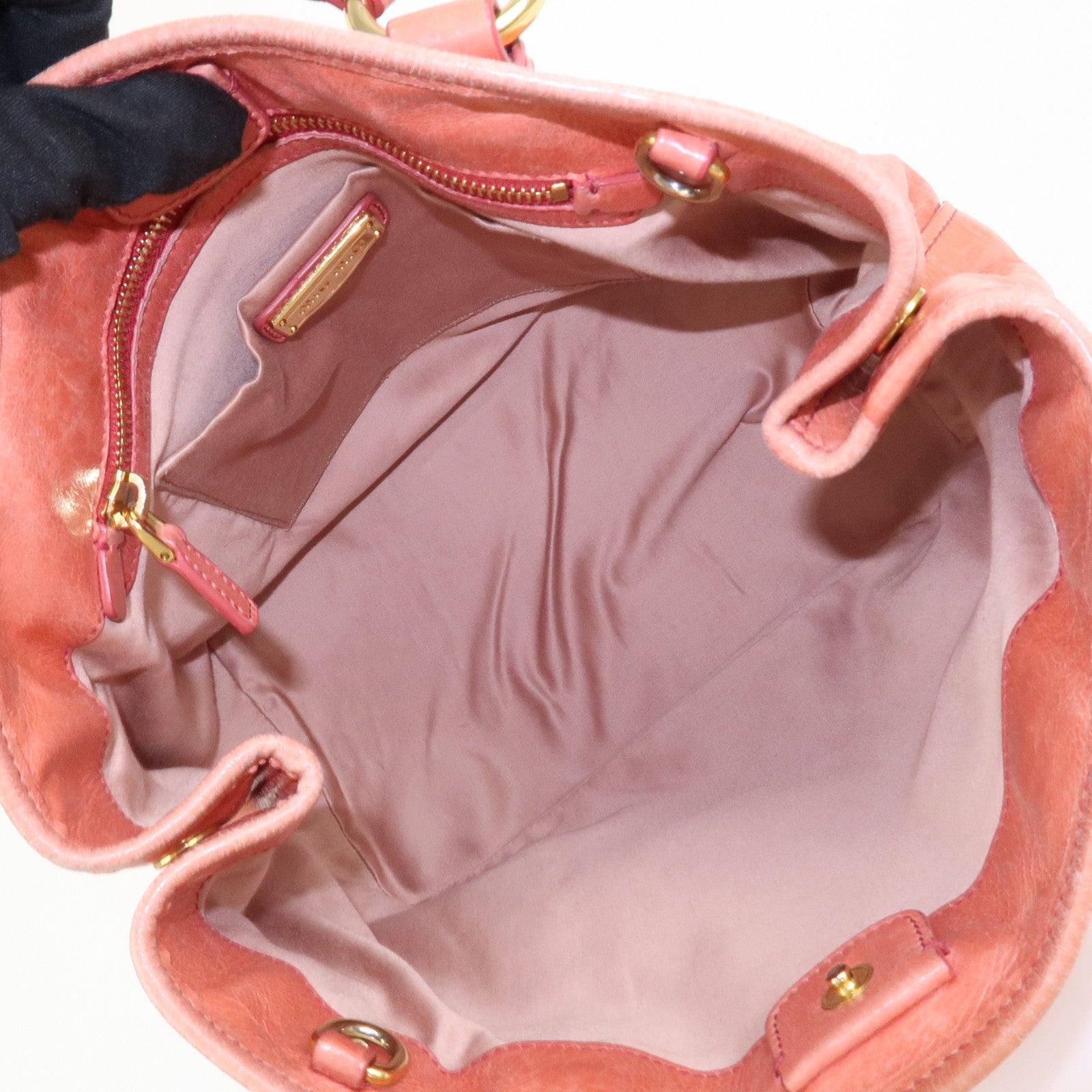 MIU MIU Leather 2Way Bag Hand Bag Shoulder Bag Crossbody Bag Pink