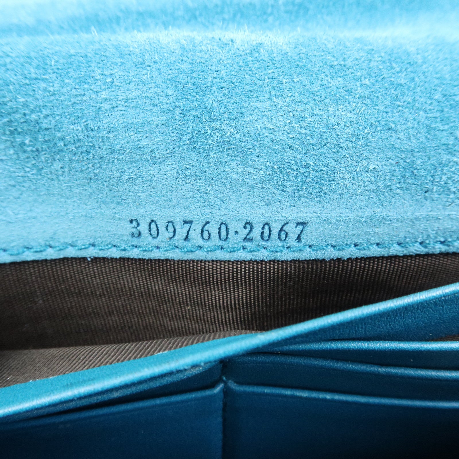 GUCCI Patent Leather Flap Long Wallet Blue Green 309760