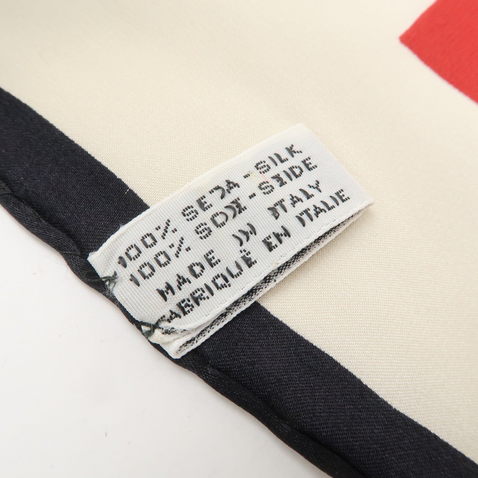 CHANEL Silk 100% 86×86 Scarf Shawl Ivory Red Black