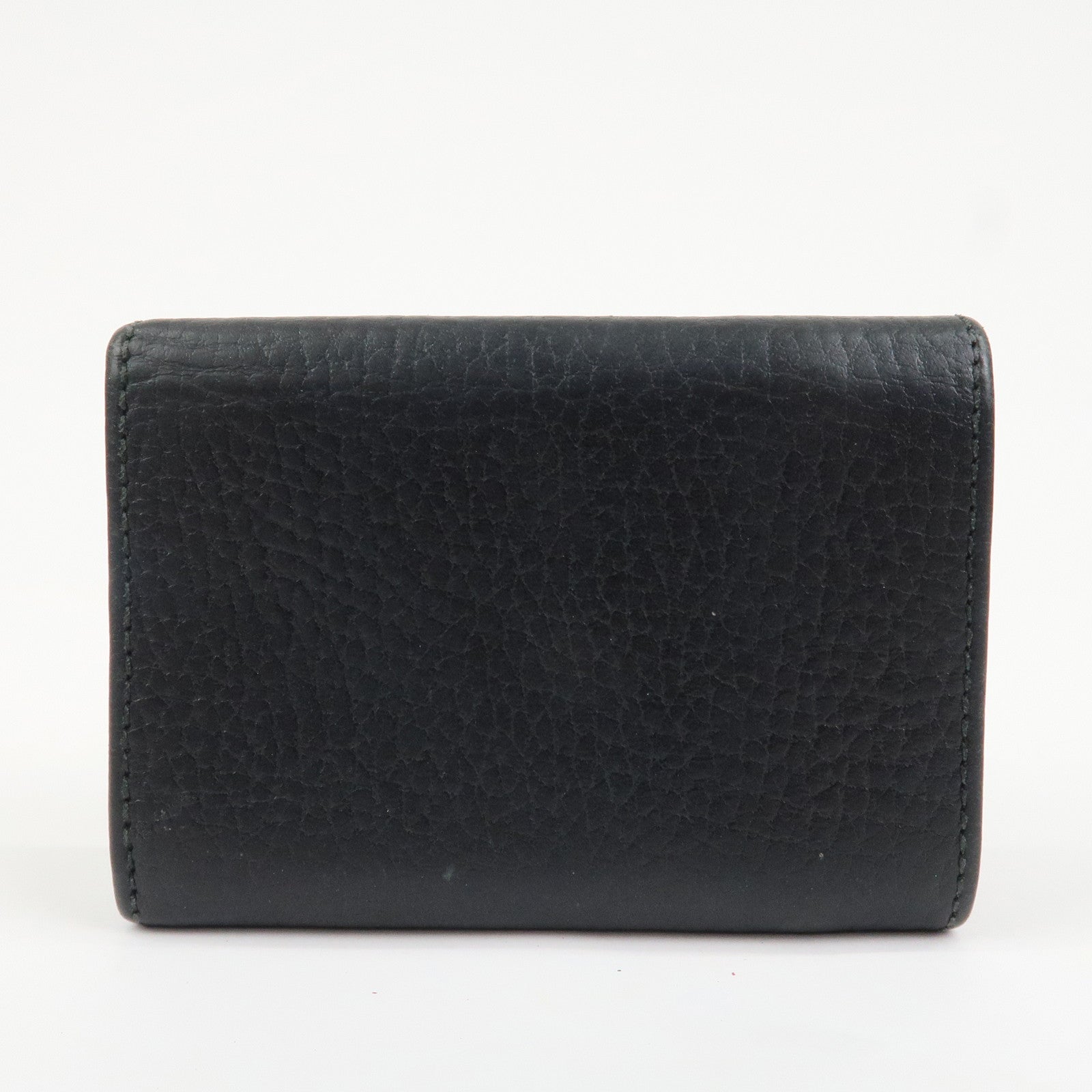 GUCCI GG Marmont Leather Tri-fold Compact Wallet Black 523277