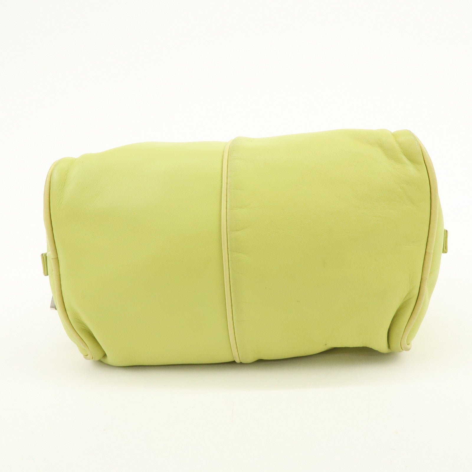 LOEWE Logo Nappa Leather Mini Hand Bag Boston Bag Lime Green