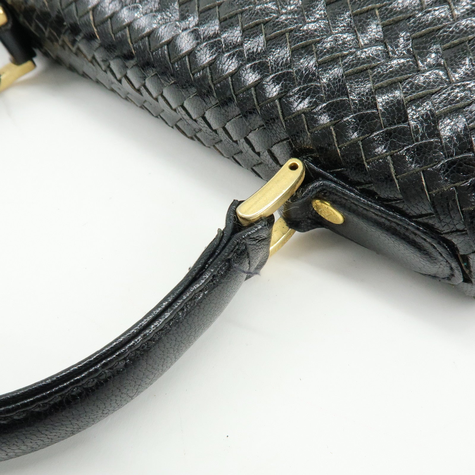 FENDI Leather 2Way Bag Hand Bag Shoulder Bag Black c-13742-2