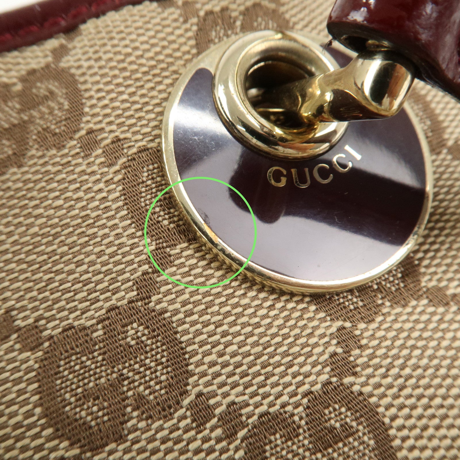 GUCCI GG Canvas Leather Tote Bag Hand Bag Brown Bordeaux 120840