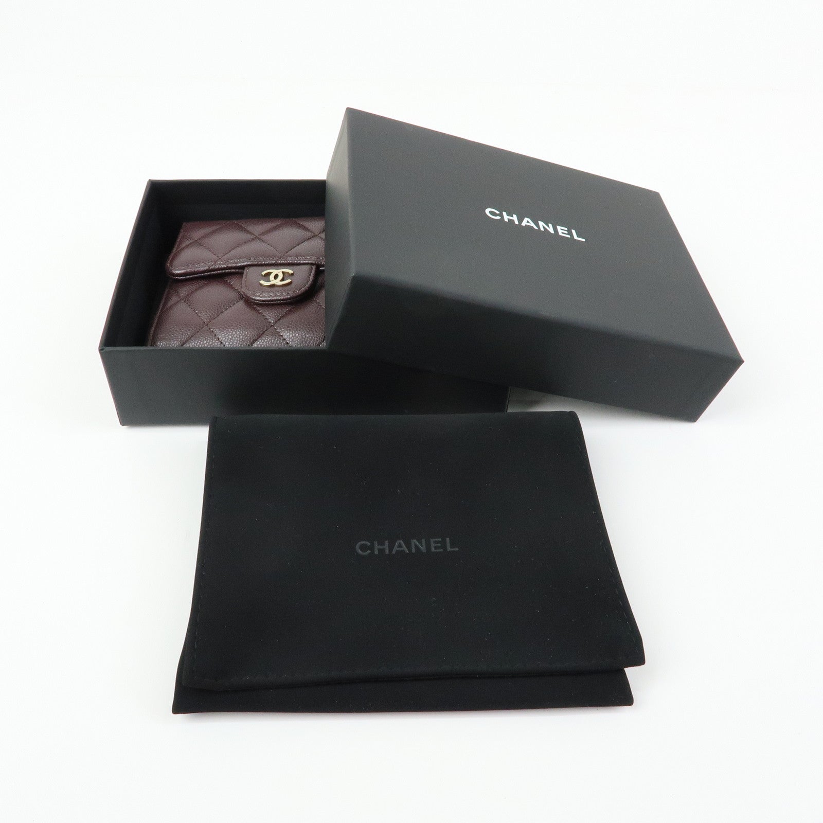CHANEL Matelasse Caviarskin Small Tri-fold Wallet Brown AP0231