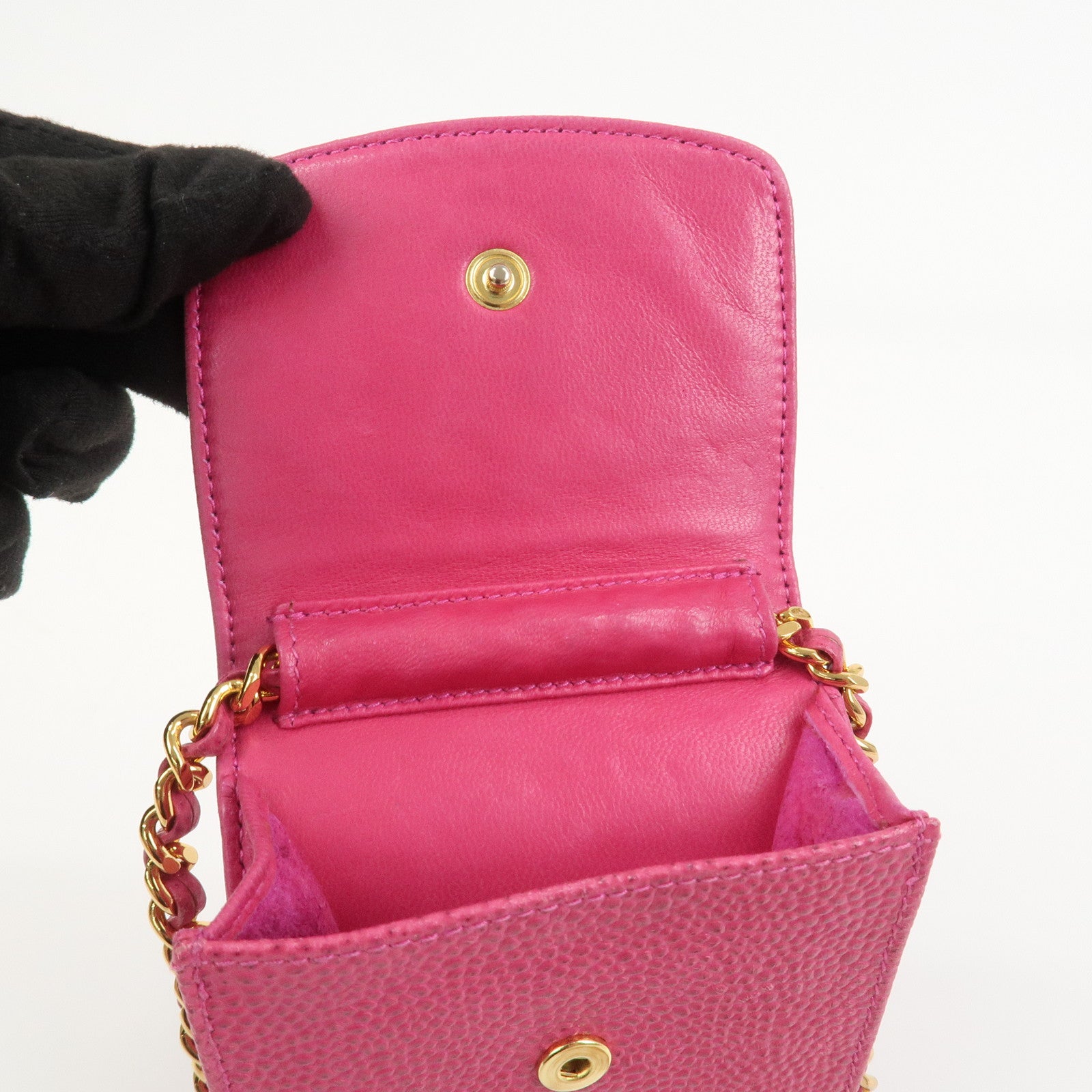 CHANEL COCO Mark Caviarskin Small Shoulder Bag Phone Bag Pink Gold