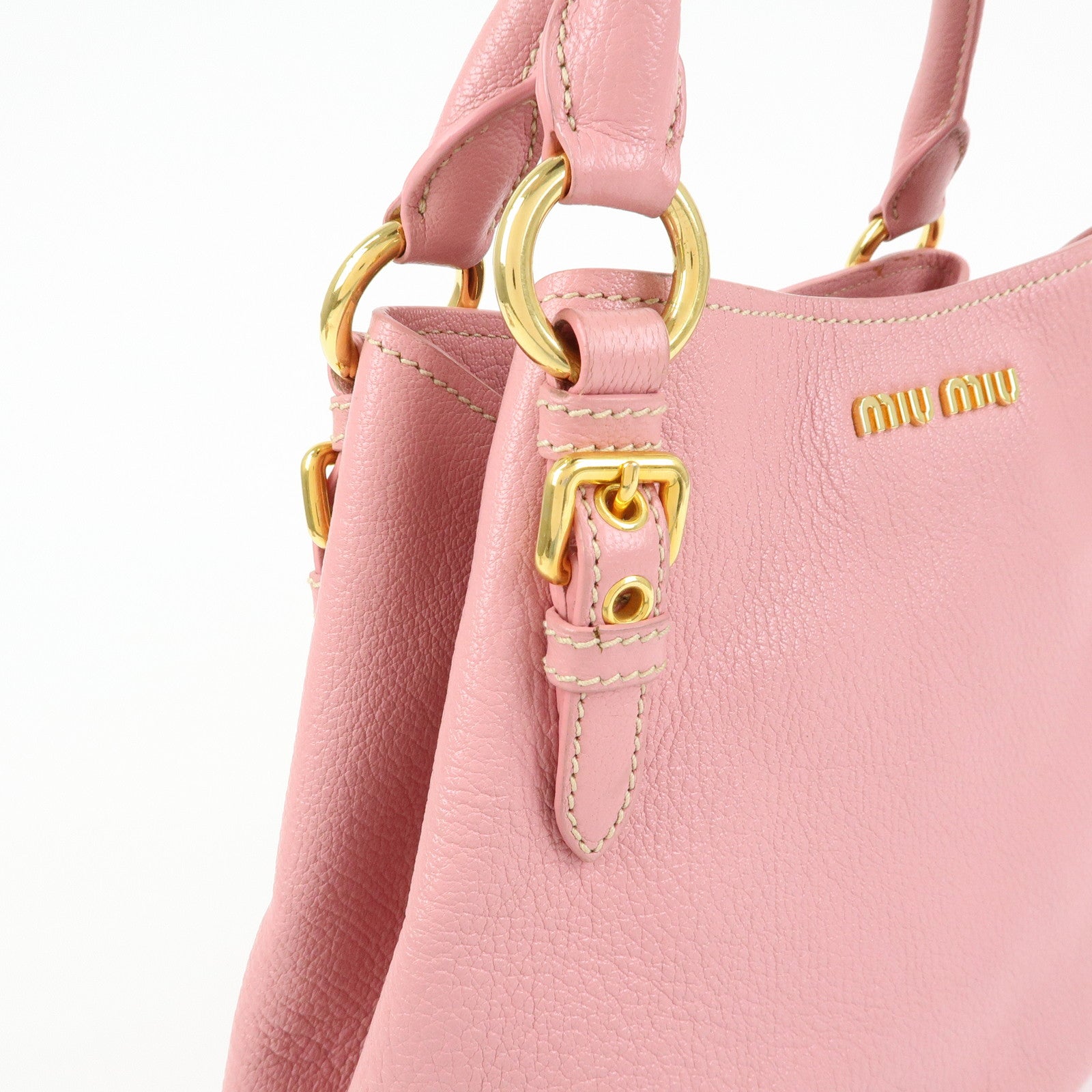 MIU MIU Madras Leather 2Way Shoulder Bag Hand Bag Pink RN0886