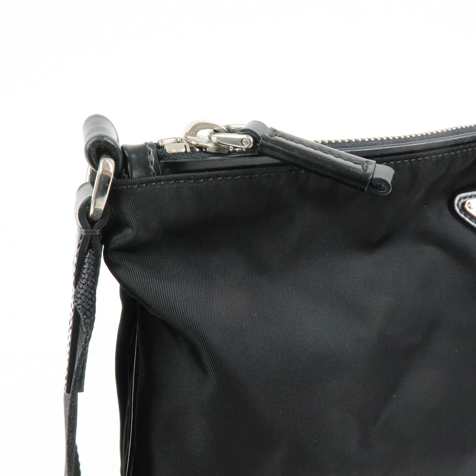 PRADA Triangle Logo Nylon Shoulder Crossbody Bag Black BT0326