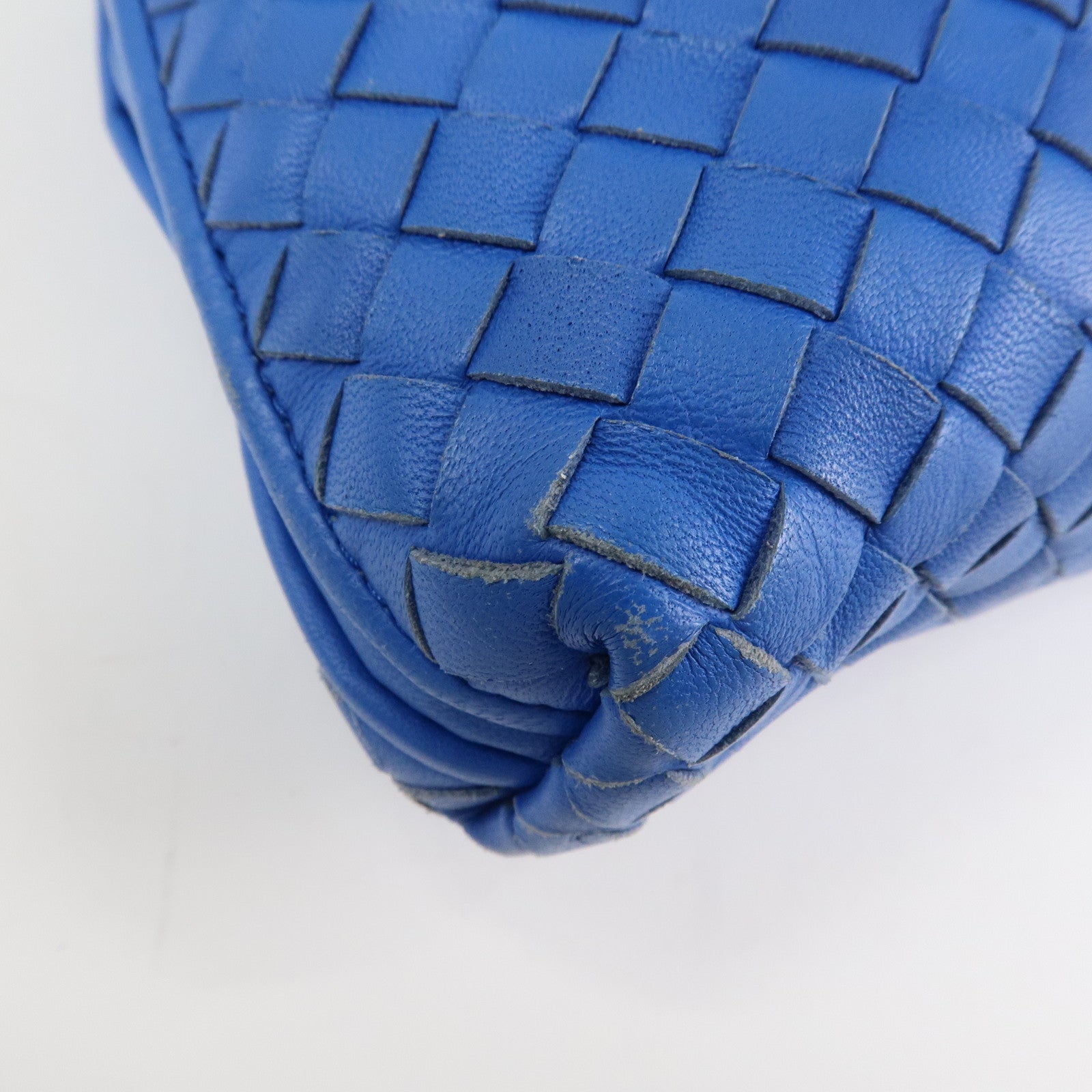 BOTTEGA VENETA Intrecciato Leather Shoulder Bag Blue